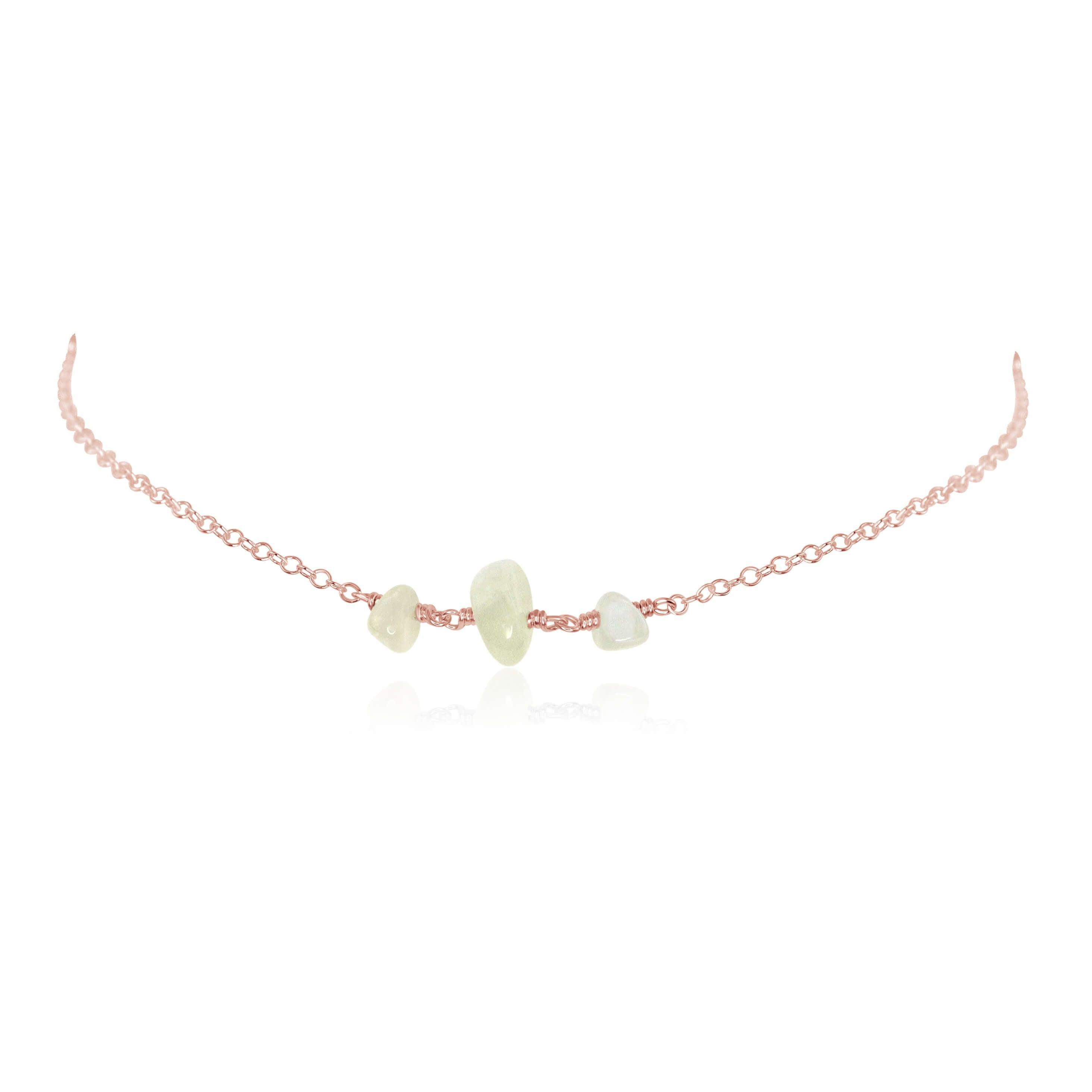 Elegant White Moonstone Beaded Chain Choker Necklace for Women | Boho Chic Jewelry Gift for Bridesmaids, Birthday & Anniversary | Perfect for Weddings, Parties & Everyday Wear