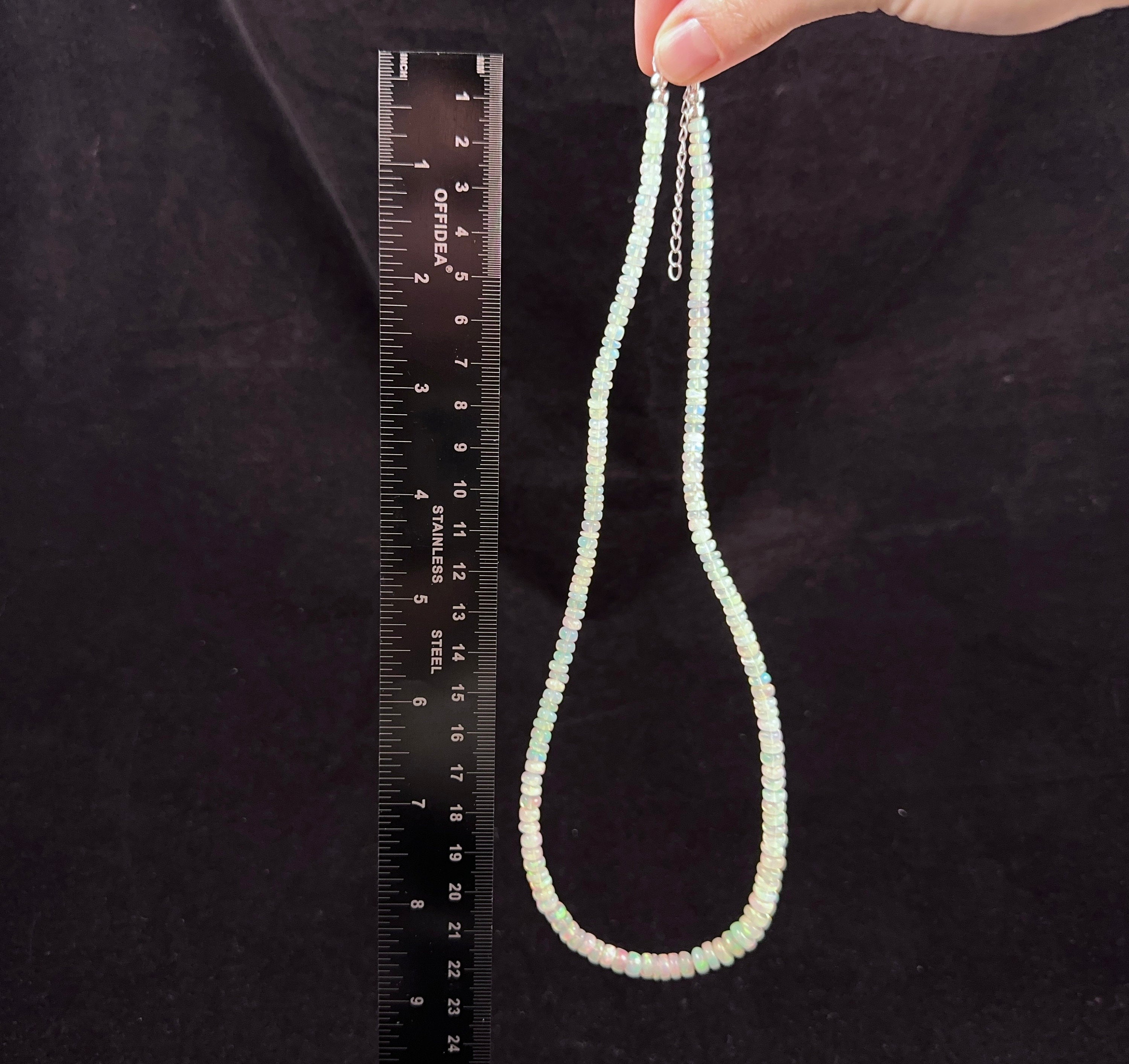 Genuine Ethiopian Opal Rondelle Bead Crystal Necklace - Elegant 18 Inch Opal Jewelry for Women, Perfect for Weddings, Parties & Special Occasions