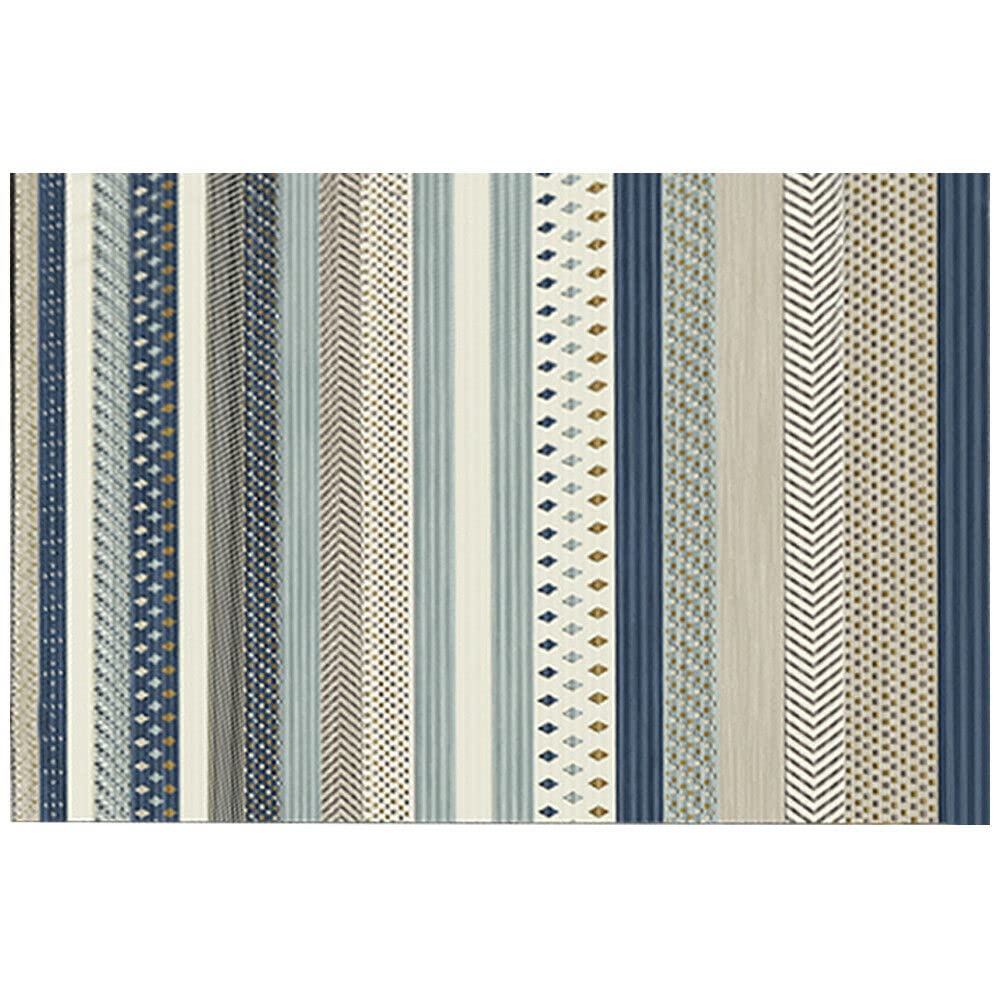 Modern Non-Slip Velvet Area Rug - Soft Contemporary Floor Mat for Living Room, Bedroom, Office - Gray Blue Stripe Home Decor Carpet | Perfect for Home, Apartment & Dorm Room Decorating