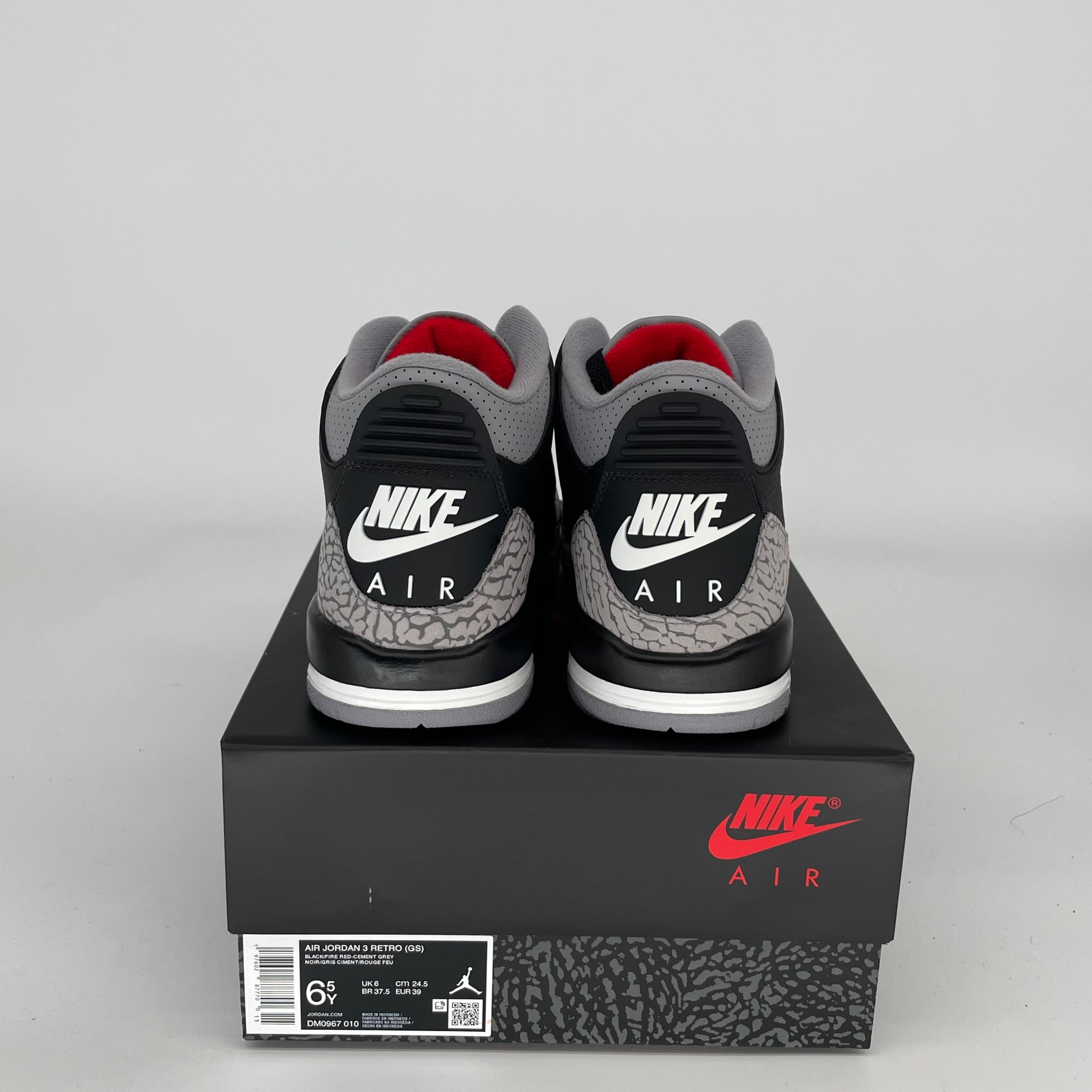 AIR JORDAN 3 Retro Black Cement Sneakers - Size 6.5Y (DM0967-010) - Men's Basketball Shoes for Streetwear & Casual Style