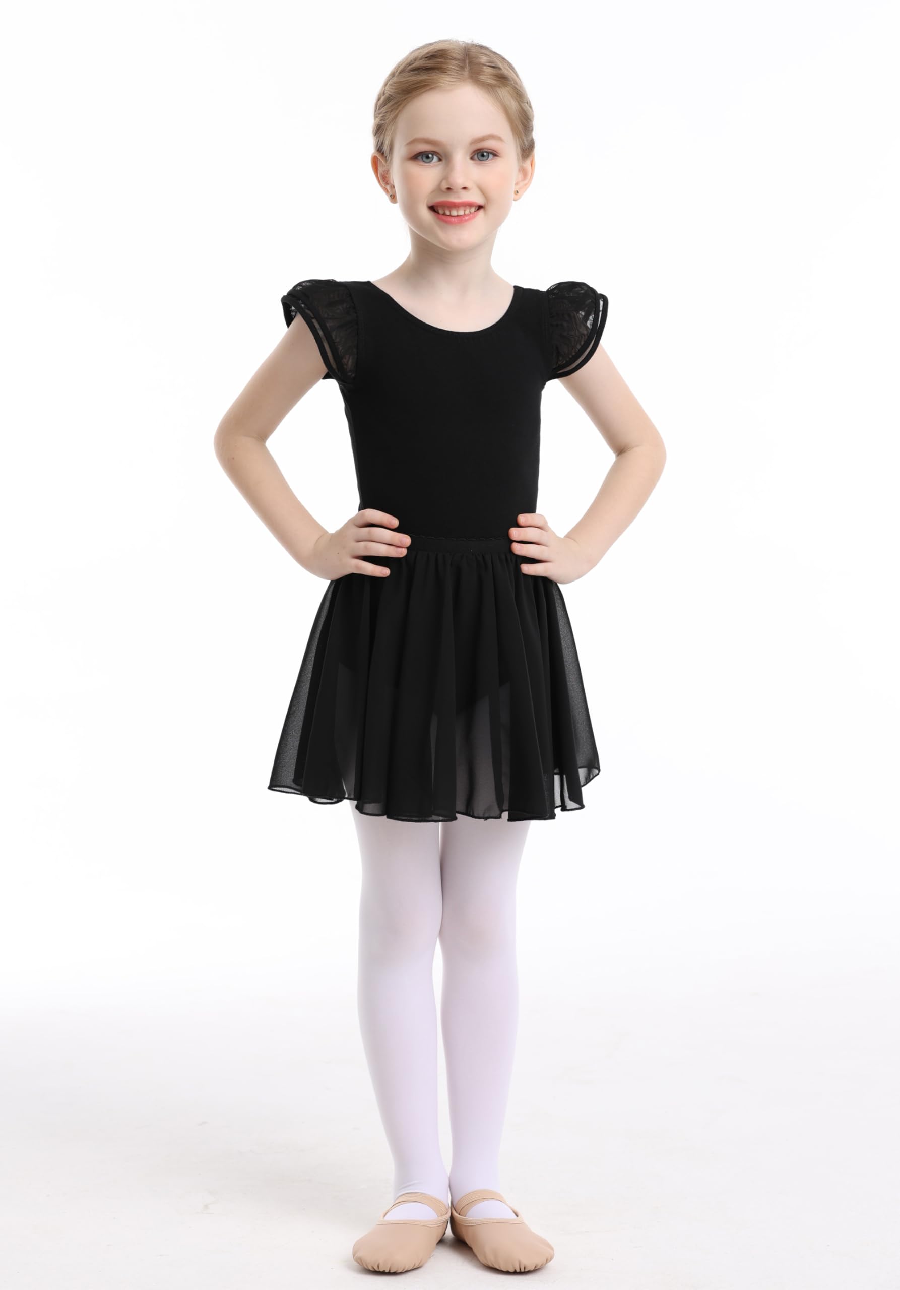 Toddler Girls Ballet Leotard with Swallowtail Tutu Skirt & Flutter Sleeves - Perfect for Dance Classes, Recitals, and Performances