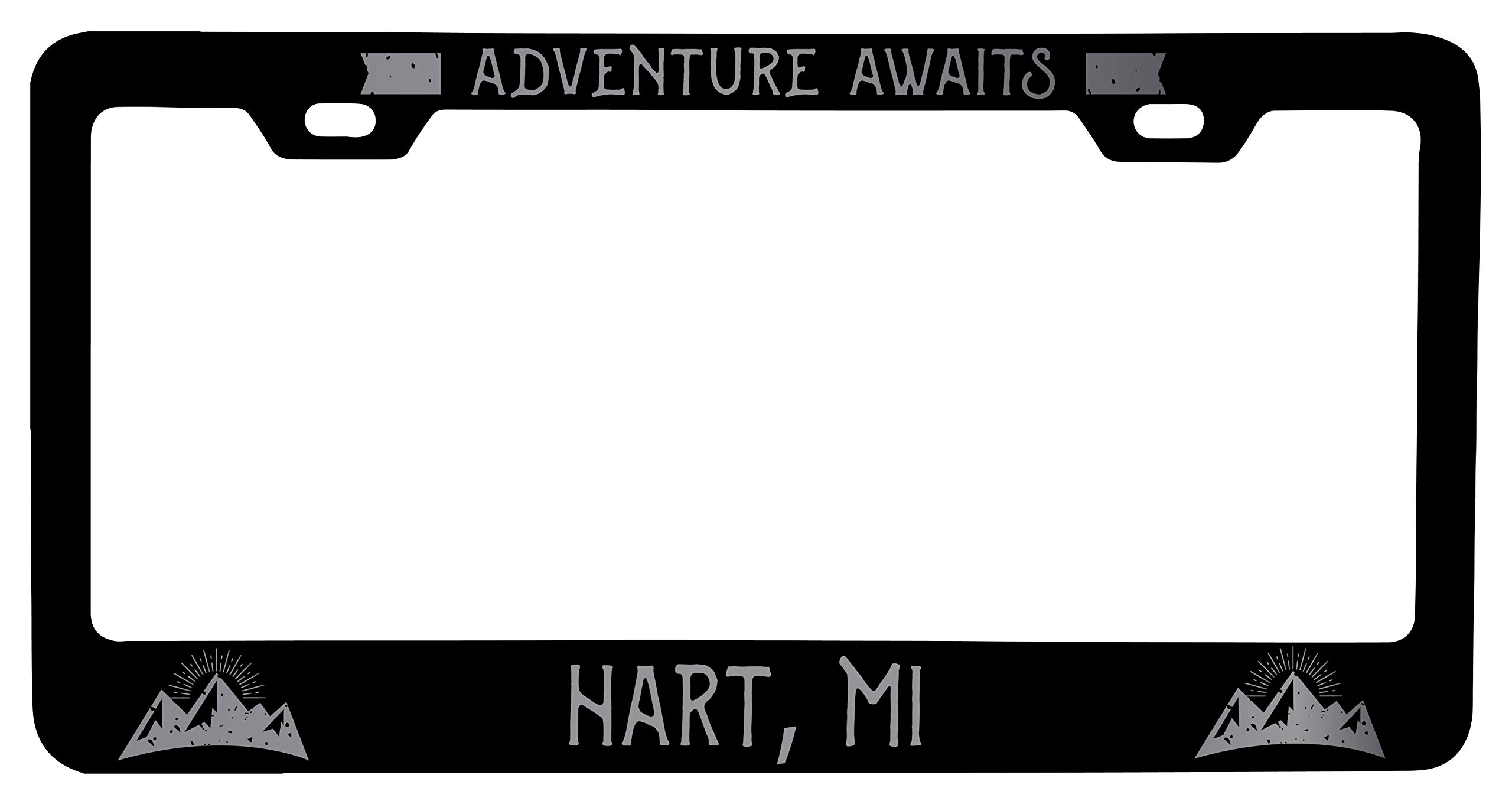R&R Imports Hart Michigan Laser Etched Vanity Black Metal License Plate Frame - Perfect for Car Enthusiasts & Personalized Vehicle Accessories
