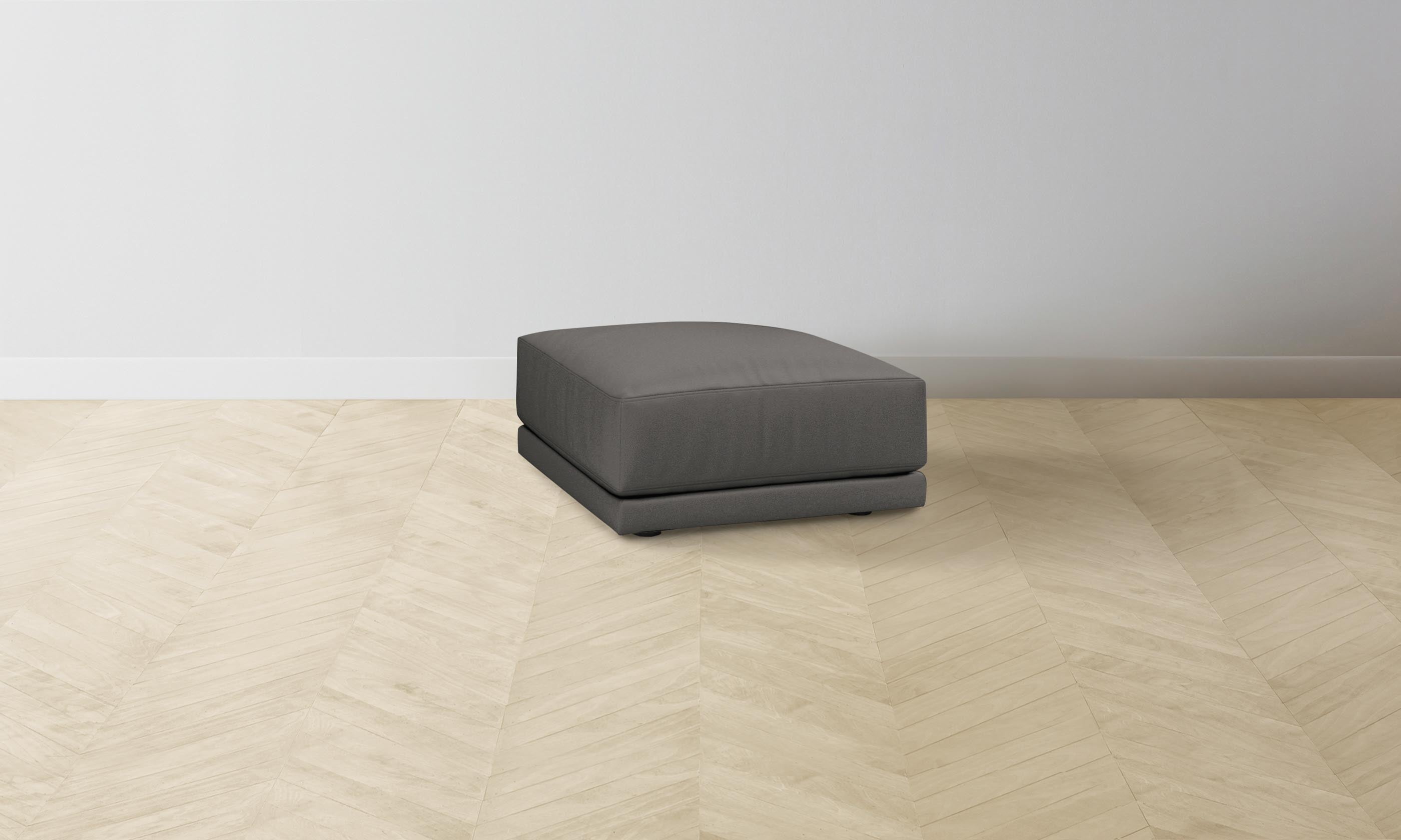 Premium Pebbled Leather Ottoman in Ash Gray - The Jones Ottoman - Perfect for Living Room, Bedroom & Office Seating