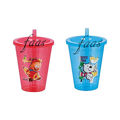 Faas Kids' Sippy Cup with Lid - Leak-Proof Spill-Proof Glass for Water, Milk & Juice - BPA-Free Travel & On-the-Go Drinkware (Pack of 2) - Perfect for Toddlers, Daycare, Car Rides & Outdoor Activities