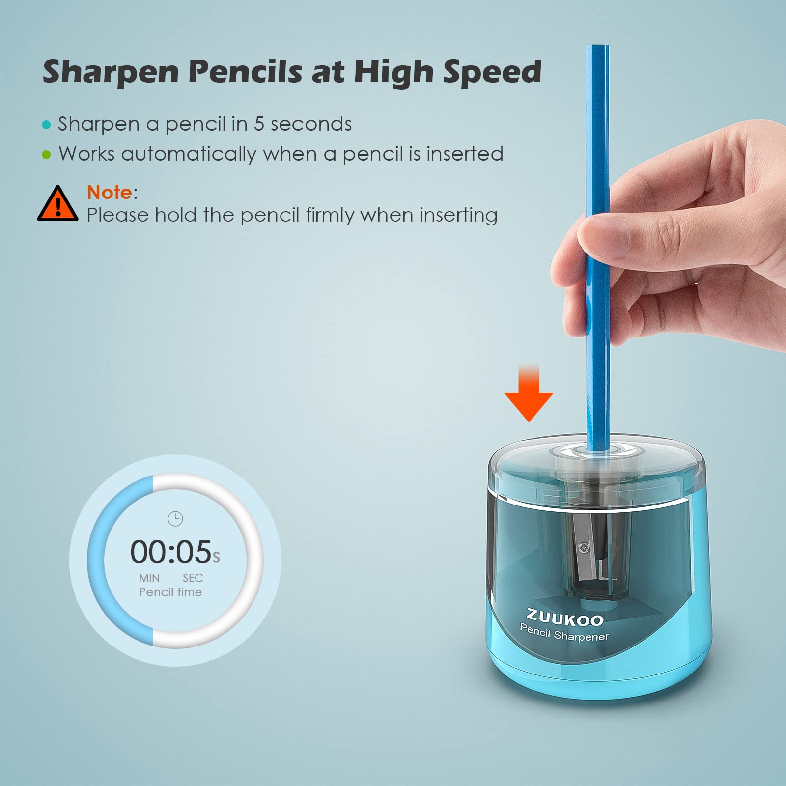 Electric Pencil Sharpener - Battery Powered for Kids & Artists - Home & School Use