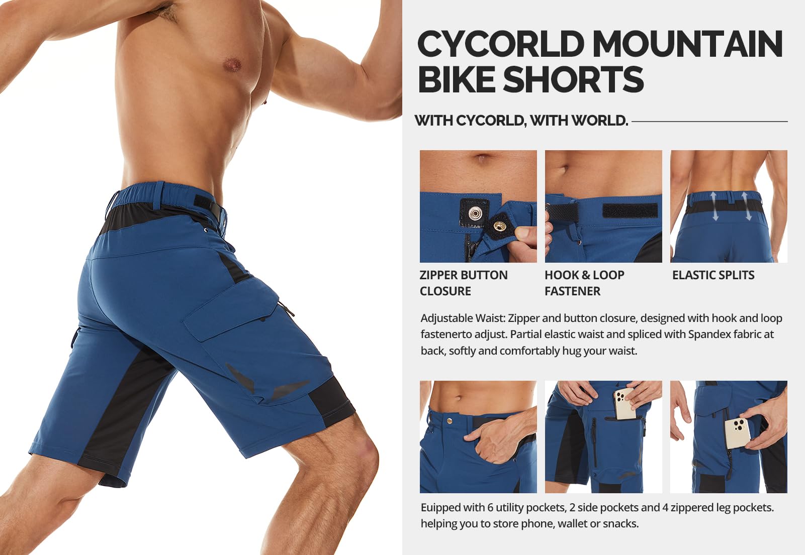 Cycorld Men's Mountain Bike Shorts for Cycling & Hiking | Outdoor Cargo Shorts