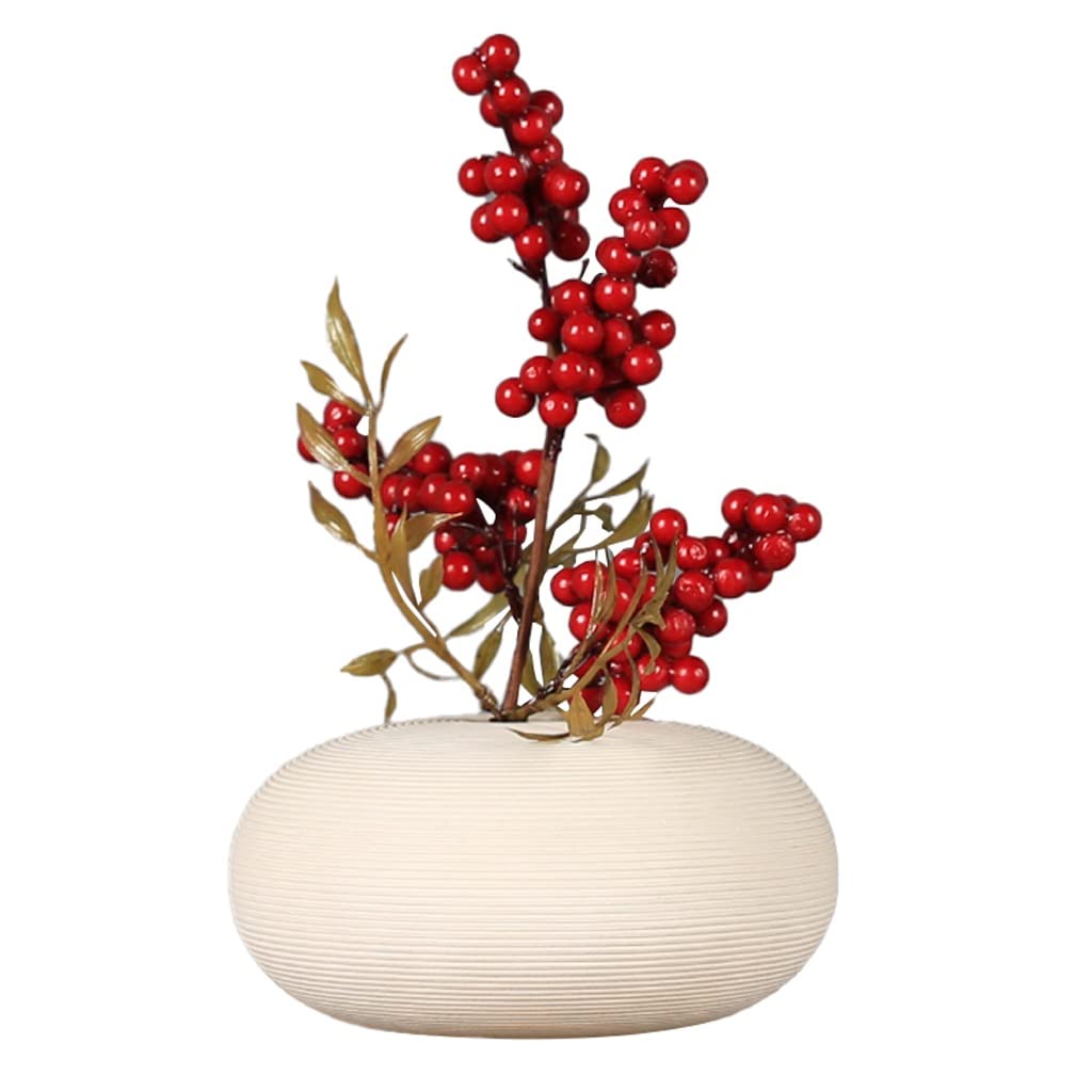 GTGX HK Artificial Berry Red Fruit Flowers - Realistic Ceramic Fake Flower Arrangement for Home Decor, Table Centerpiece, Wedding & Party Decoration - Perfect for Living Room, Office Desk, and Seasonal Displays