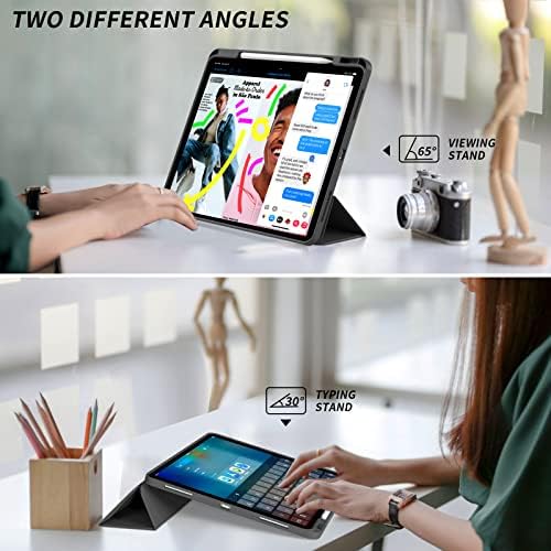 Premium iPad Pro 12.9 Case (6th/5th Gen 2022/2021) & iPad Air 13 Case (M3/M2 2025/2024) - Shockproof Trifold Stand Cover with Apple Pencil Holder & Auto Wake/Sleep | Perfect for Work, Travel & Home Use - Black