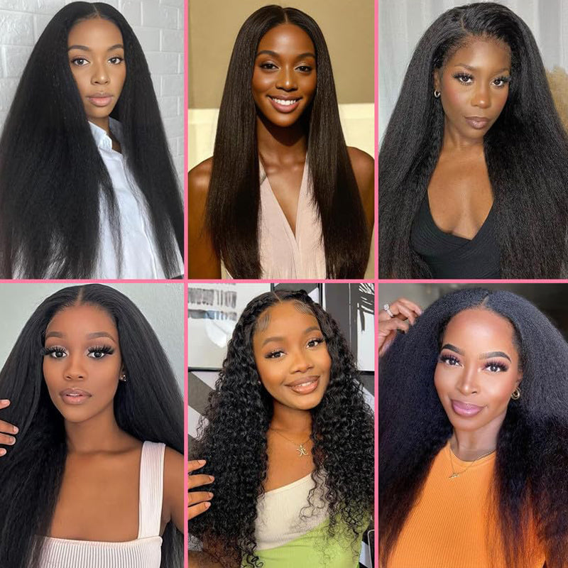 Eullair Kinky Straight Clip-in Hair Extensions - 100% Remy Human Hair, 8PCS Set with 20 Clips, Double Weft 120g for Black Women - Perfect for Styling, Parties & Everyday Wear
