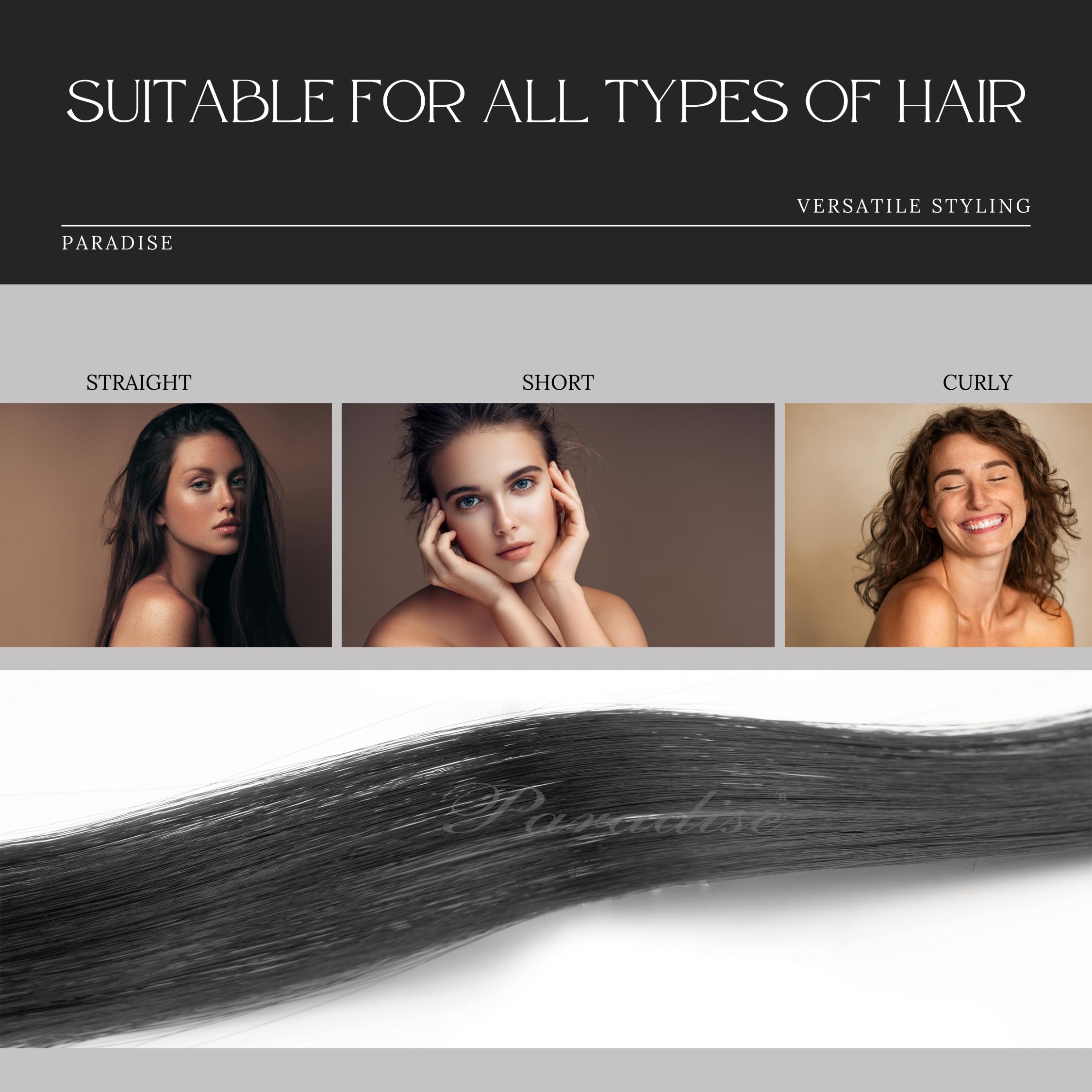 Paradise® 22 Inch Black Clip-in Hair Extensions for Women - 2 Pack Straight Synthetic Hair Wefts with Funky Colored Streaks | Perfect for Parties, Cosplay & Everyday Styling