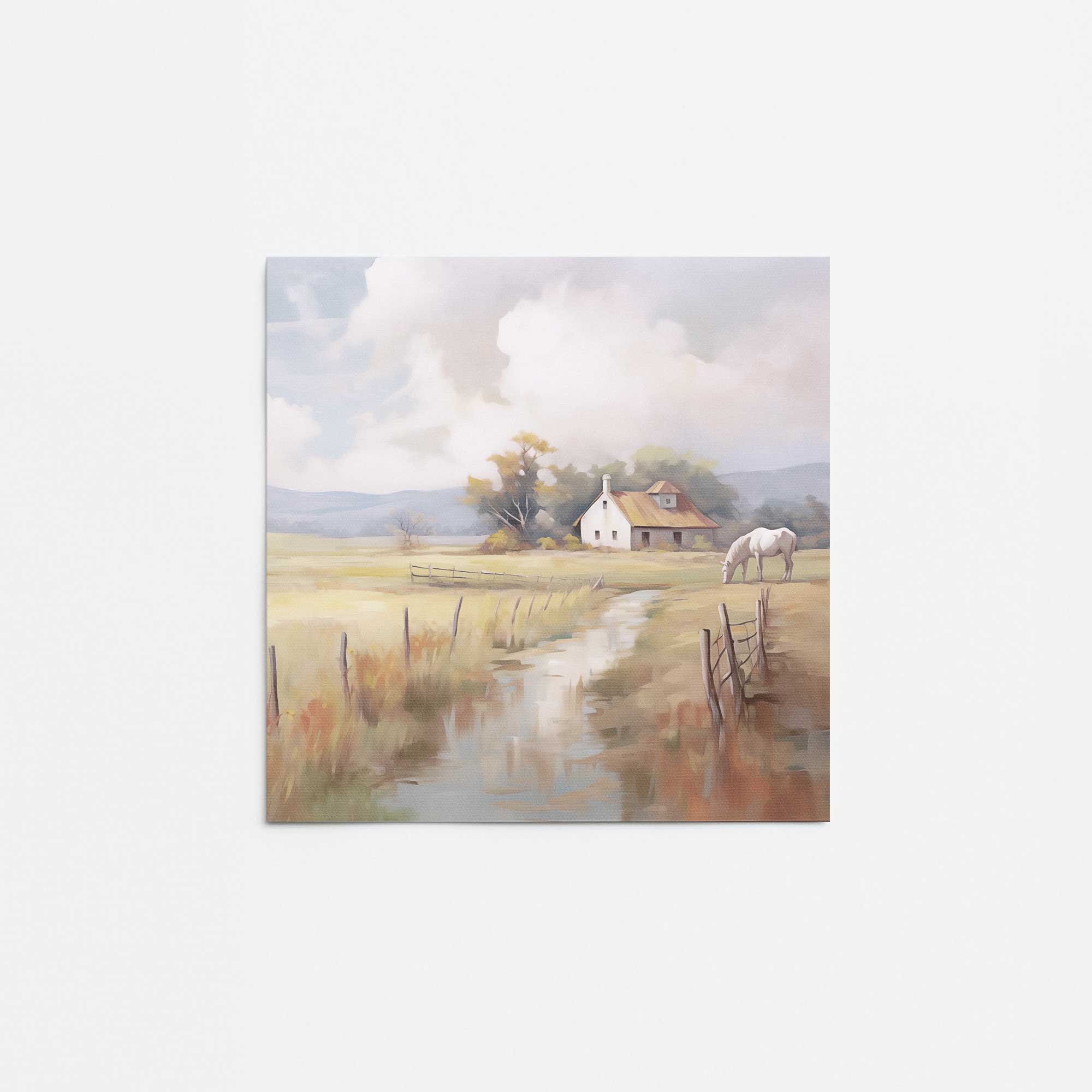 Vintage Countryside Farmhouse Rolled Canvas Print - Rustic Wall Art Decor for Living Room, Bedroom & Office
