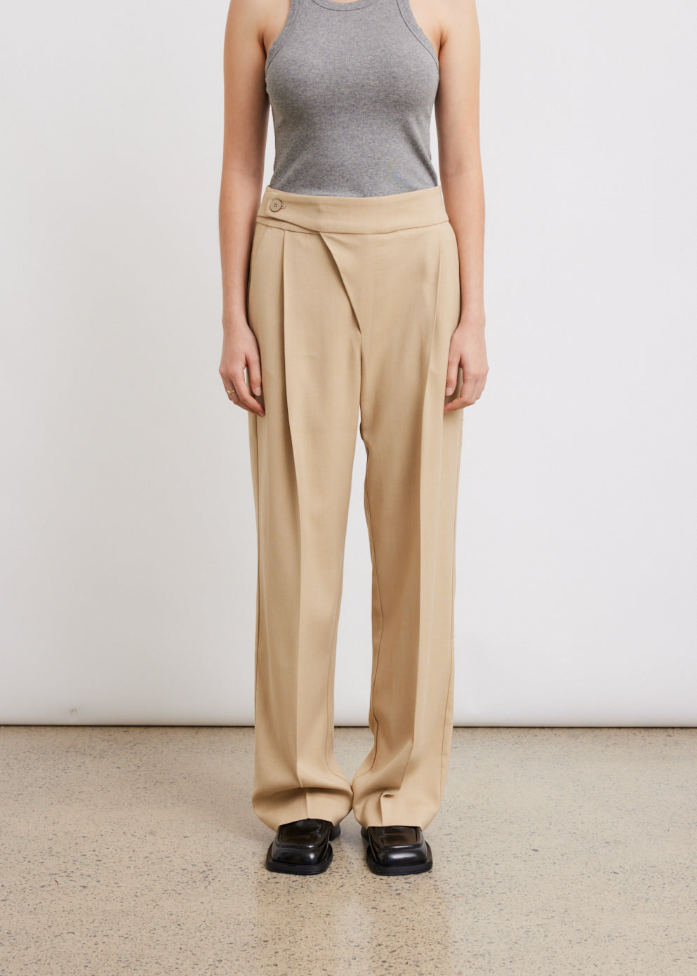 0032 Belted Trousers for Women - High Waist Slim Fit Pants with Adjustable Belt - Perfect for Office, Business Casual & Everyday Wear