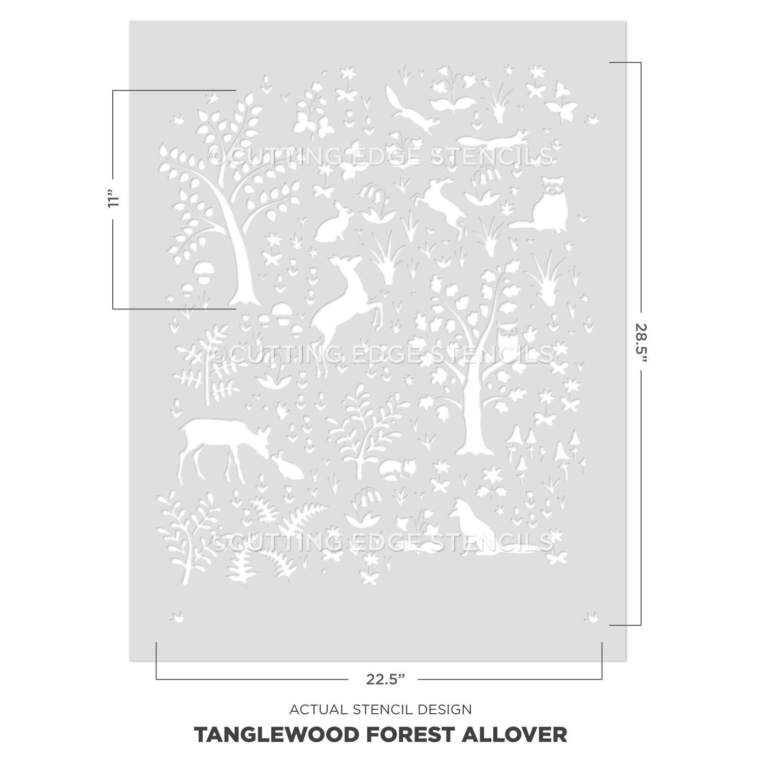 Tanglewood Forest Stencil - Large Wall Stencil for Nursery & Kids Room Decor - Woodland Animal Stencils for Painting Walls - DIY Home Decor - Perfect for Baby Nursery, Bedroom, and Playroom Makeovers