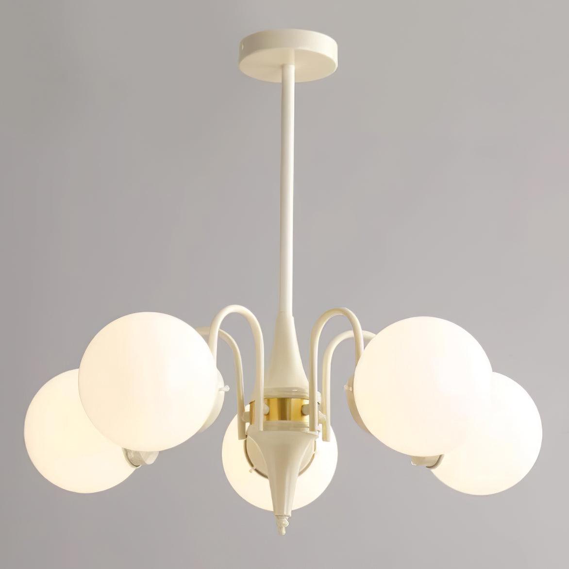 Elegant Cream Glass Ball Chandelier - Modern Crystal Ceiling Light Fixture for Dining Room, Bedroom, Living Room & Wedding Decor