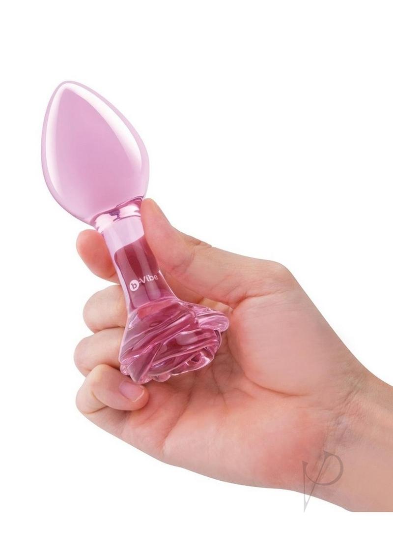 B Vibe Pink Roses Glass Butt Plug Training Set - 2 Piece Anal Plug Kit for Beginners & Advanced Users - Sensual Play, Couples Fun & Solo Exploration