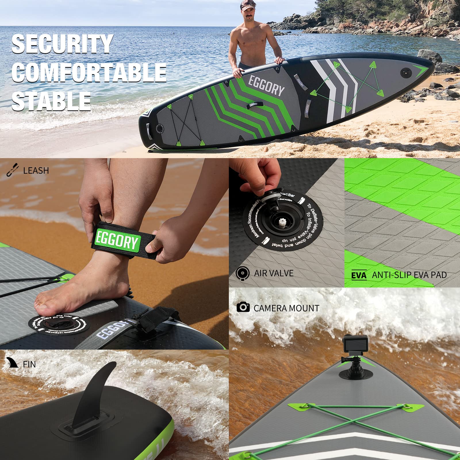 Inflatable Stand Up Paddle Board with Full Accessories - 335 x 81 x 15cm, Max 170kg Capacity - SUP Board for Yoga, Fishing & Family Water Sports