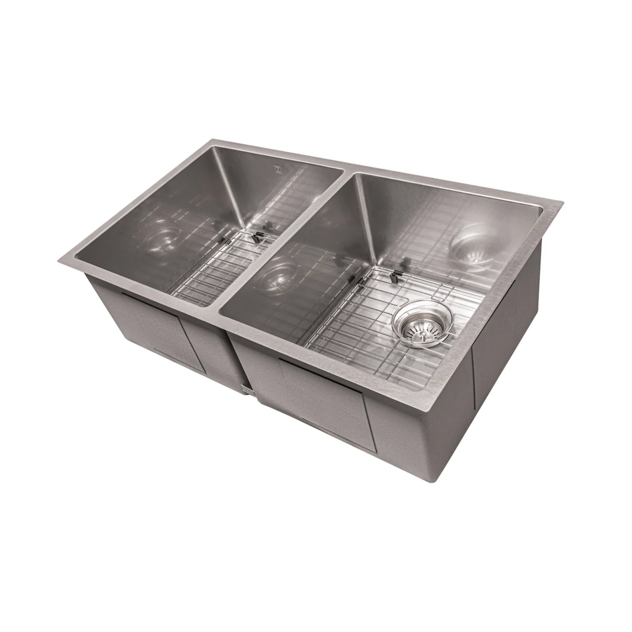 Zline Anton 33-Inch Undermount Double Bowl Stainless Steel Kitchen Sink with Bottom Grid - Perfect for Modern Kitchens, Dishwashing & Food Prep