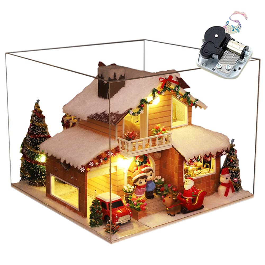 SYW DIY Dollhouse Kit - 1:24 Scale Miniature House with Furniture, Dust Proof Cover & Music Movement - Perfect Gift for Friends, Lovers & Family (Snow White Theme) - Great for Home Decor, Collectors & Creative Playtime