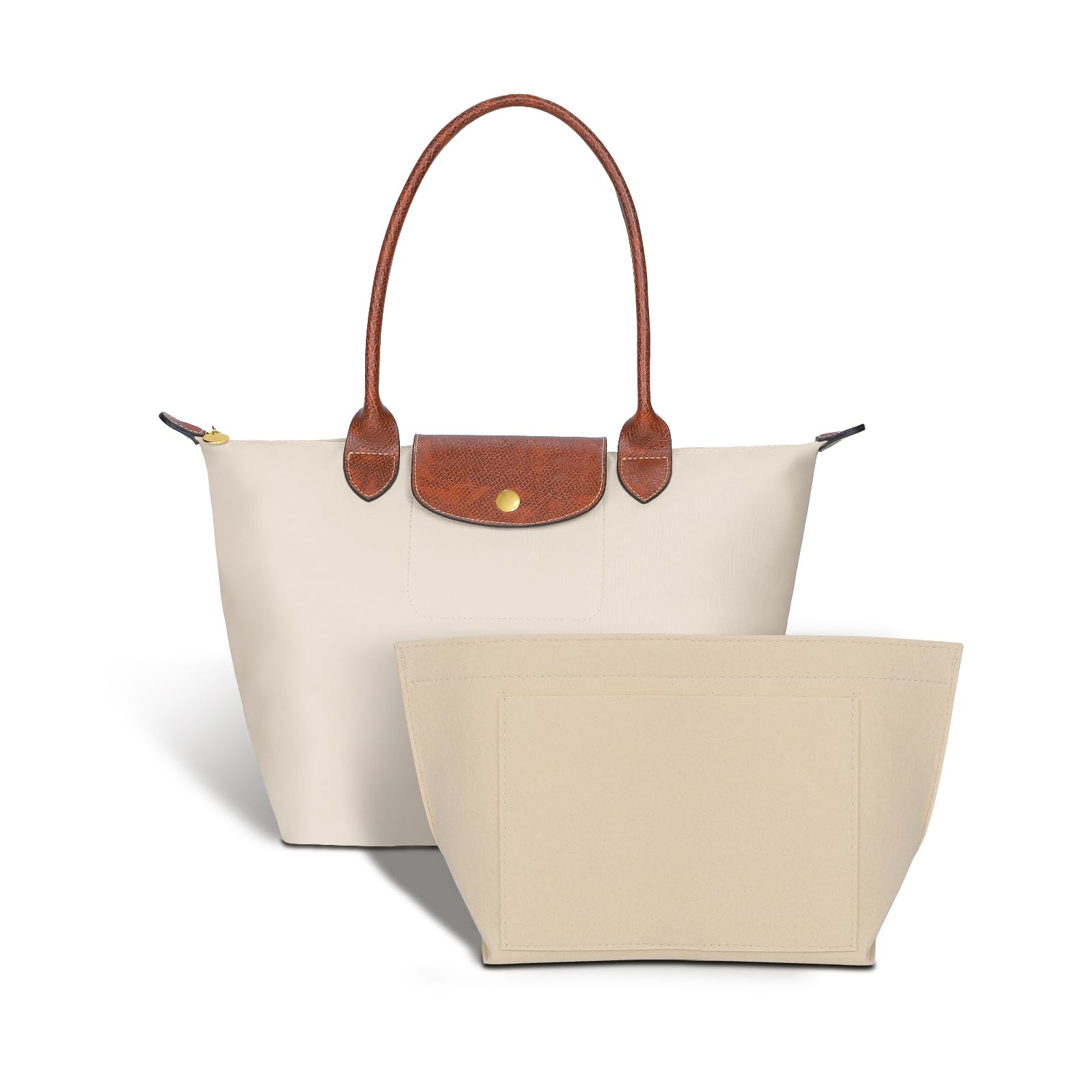 Stylish Foldable Nylon Tote Bag for Women with Purse Organizer Insert - Spacious Laptop Bag for Work, Travel & Commute - Perfect for Office, Business Trips and Daily Use