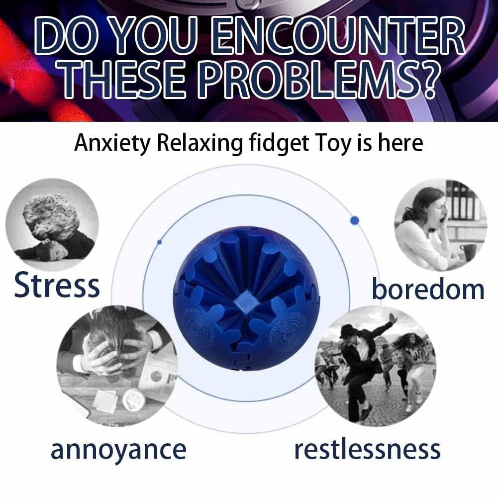 2024 GearSphere - 3D Printed Whirling Wonder Fidget Gear Ball | Stress Relief & Anxiety Toy for Adults & Kids | Perfect for Office, Classroom & Travel Use (E)