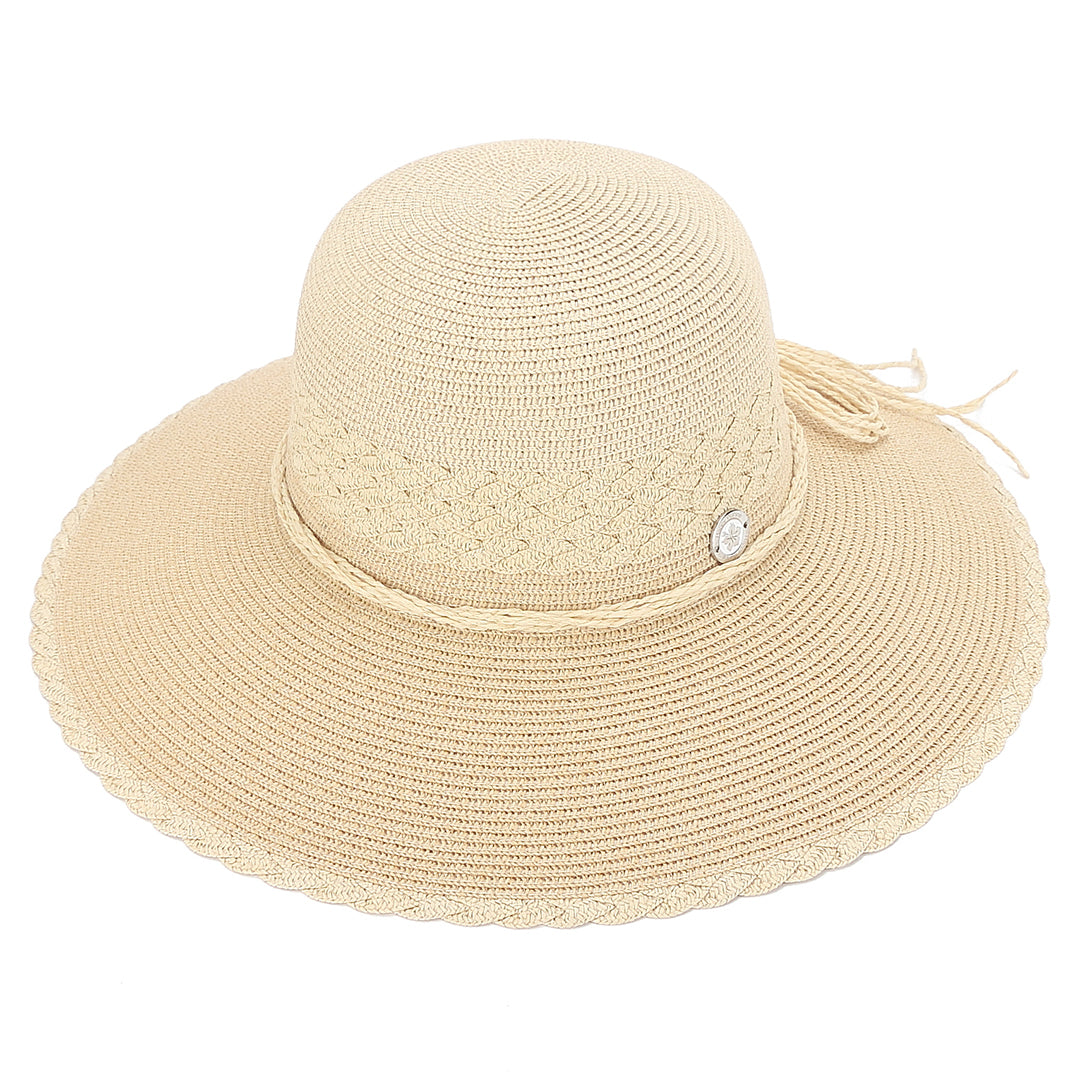 Blossom Woven Beige Hat for Women - Stylish Sun Hat for Outdoor, Beach, and Summer Fashion