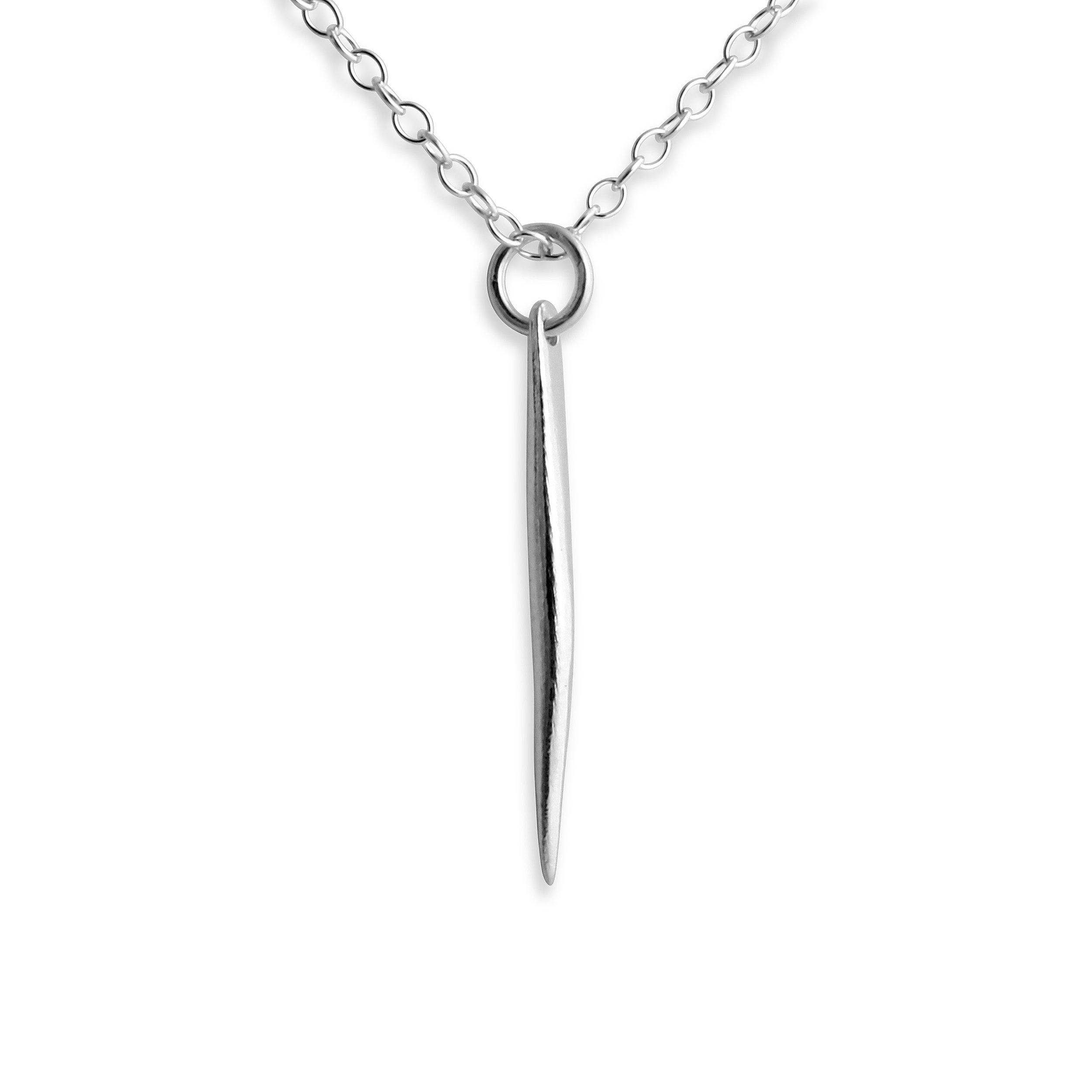 925 Sterling Silver Long Spike Charm Pendant Necklace with Lobster Claw Clasp - Elegant Layering Jewelry for Women, Perfect for Everyday Wear & Gift Giving