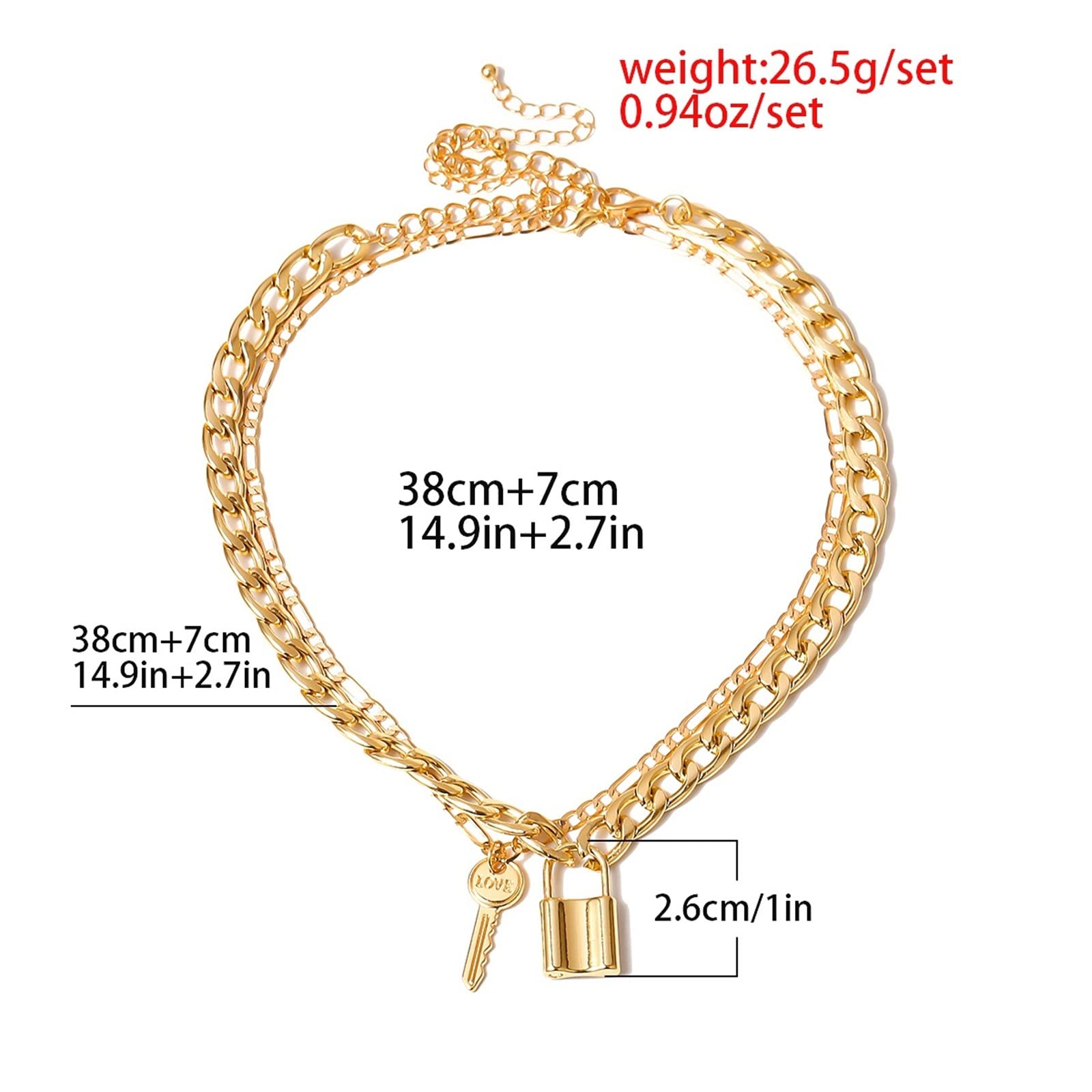 Dainty Layered Necklace Set for Women - 2 Piece Key & Lock Pendant Choker & Chain Necklace Jewelry | Birthday Gift for Her, Valentine's Day Present | Perfect for Layering, Everyday Wear & Special Occasions
