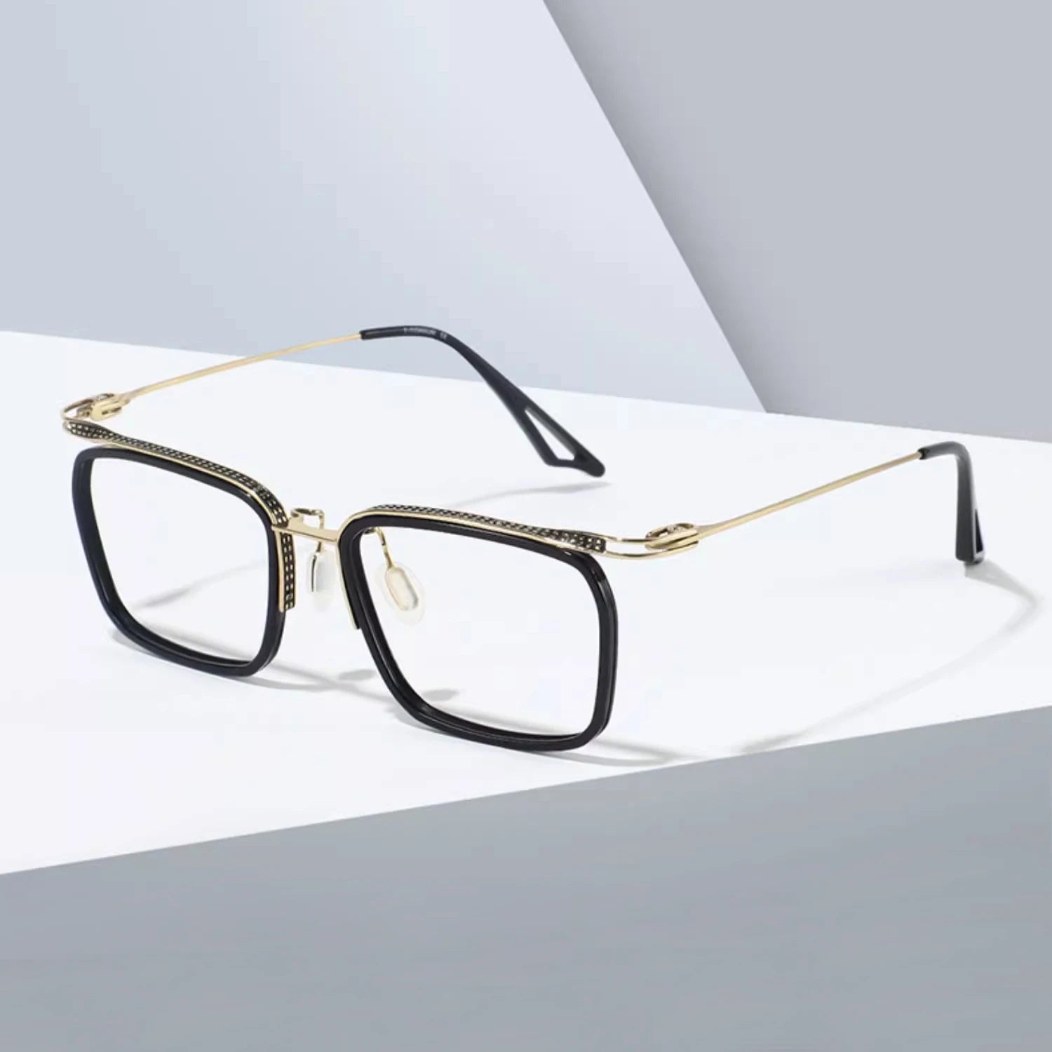 Stylish Black Unisex Square Titanium Acetate Eyeglasses Frame 80863 - Lightweight Durable Glasses for Work, Reading & Fashion Accessories