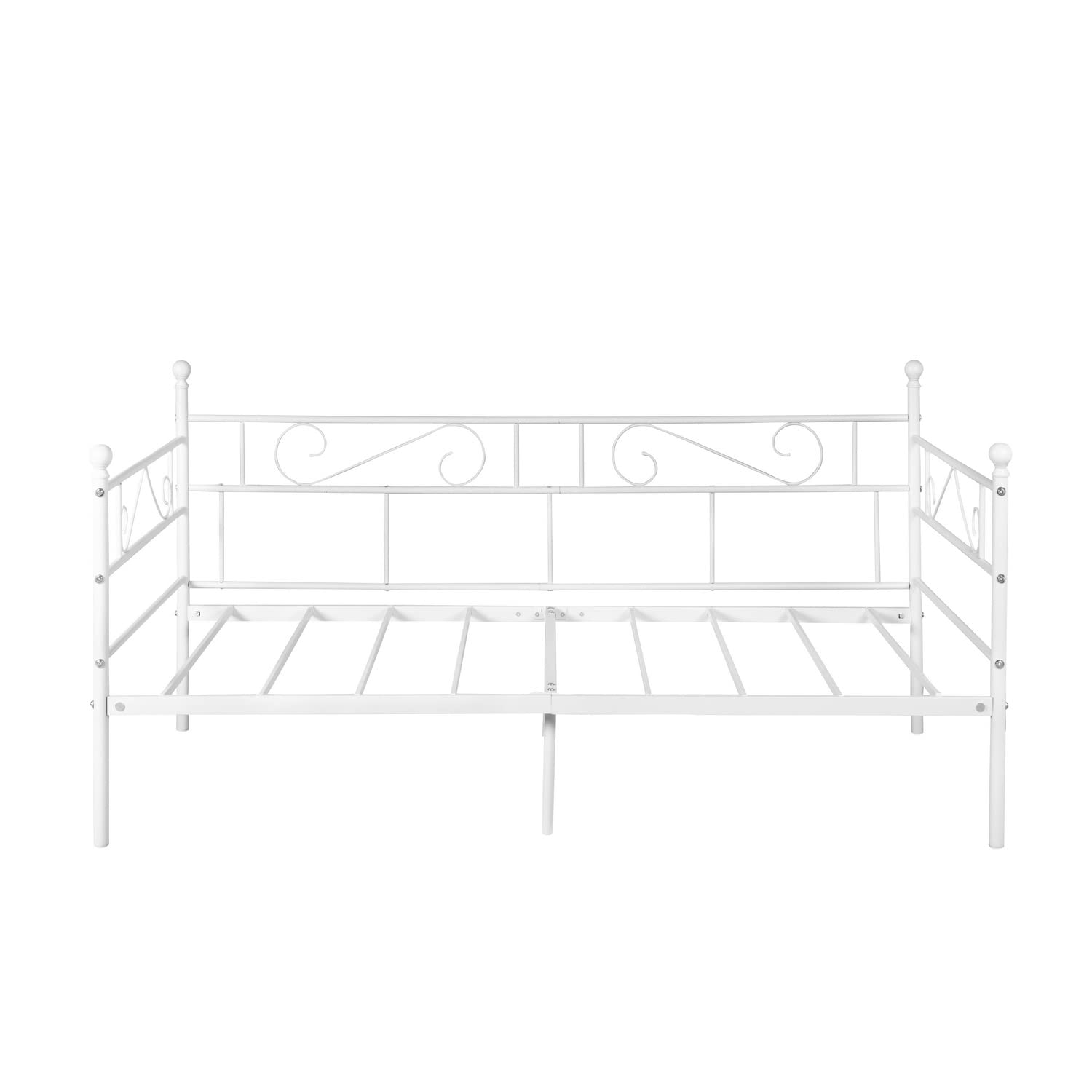White Metal Daybed Twin Size - No Box Spring Needed, Multi-Functional Sofa Bed Frame for Living Room, Guest Room & Small Spaces - Sturdy Metal Bed Frame with Modern Design
