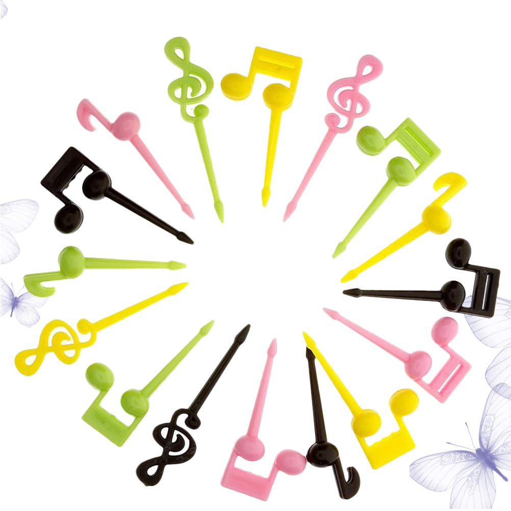32-Piece Cartoon Music Note Fruit Forks Set - Decorative Food Picks for Parties, Desserts & Fruit Platters (16pcs x 2 Packs) - Perfect for Birthday Celebrations, Baby Showers & Picnics
