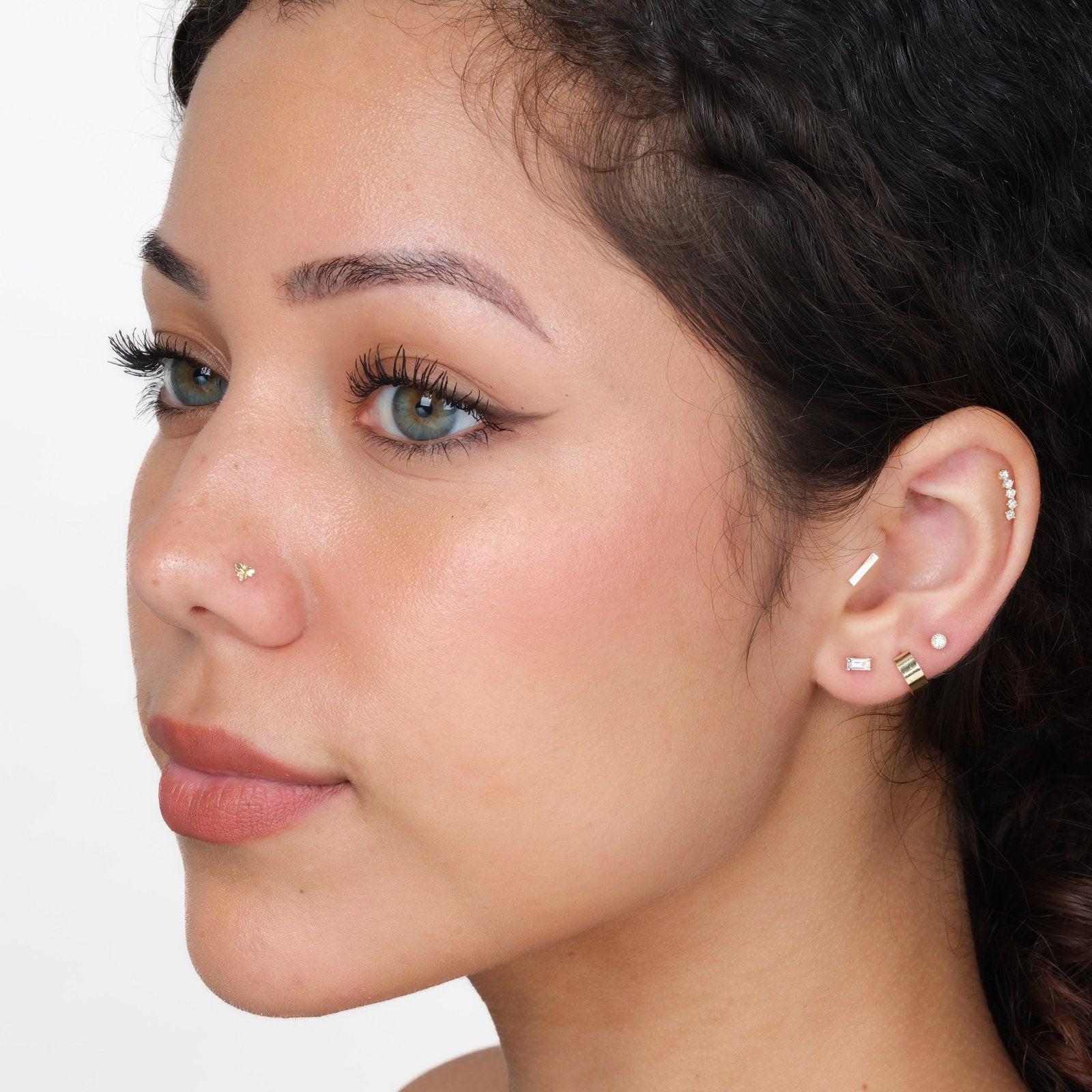 14k Rose Gold Diamond Baguette Flat Back Stud Earrings - Hypoallergenic Luxury Jewelry for Women, Perfect for Weddings, Parties & Everyday Elegance