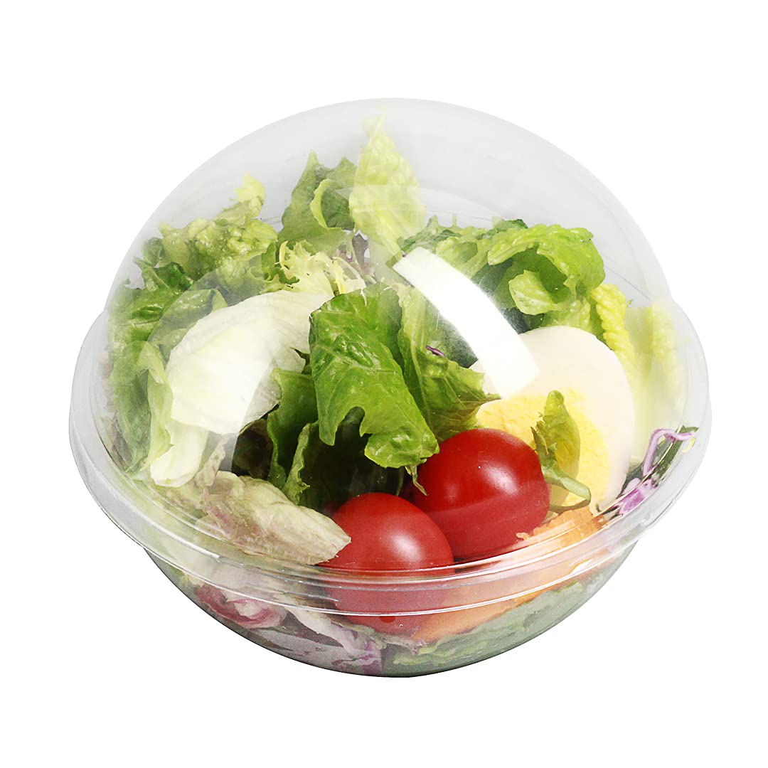 Restaurantware Thermo Tek 12oz Clear Plastic Salad Bowls with Airtight Dome Lids - 50 Pack Disposable Food Containers for Fresh Salads, Meals & Takeout | Perfect for Restaurants, Catering & Meal Prep