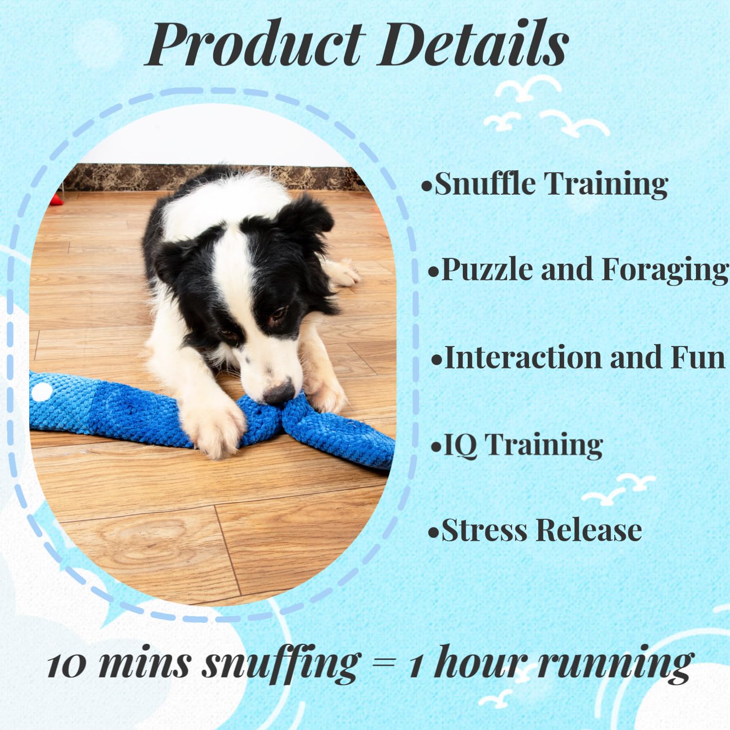 Interactive Squeaky Dog Puzzle Toys - Plush Snuffle Mat for IQ & Foraging Instinct Training - Puppy Enrichment Toys for Small, Medium & Large Dogs (Blue Rabbit) - Perfect for Boredom Relief & Mental Stimulation at Home or Travel