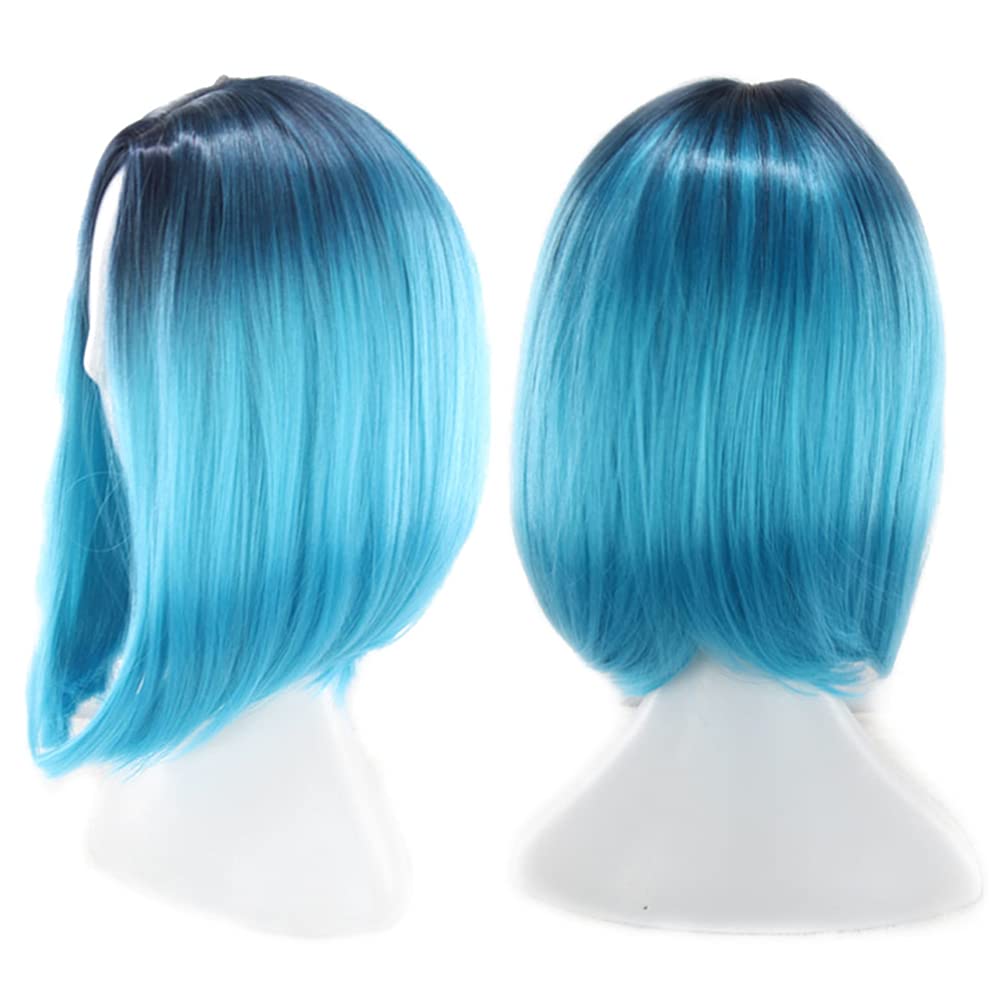 Colorful Lace Front Wigs for Black Women - Real Human Hair & Synthetic Blend - Gradient Bob Wigs for Cosplay, Hair Replacement & Everyday Style | Perfect for Parties, Halloween & Fashion Looks
