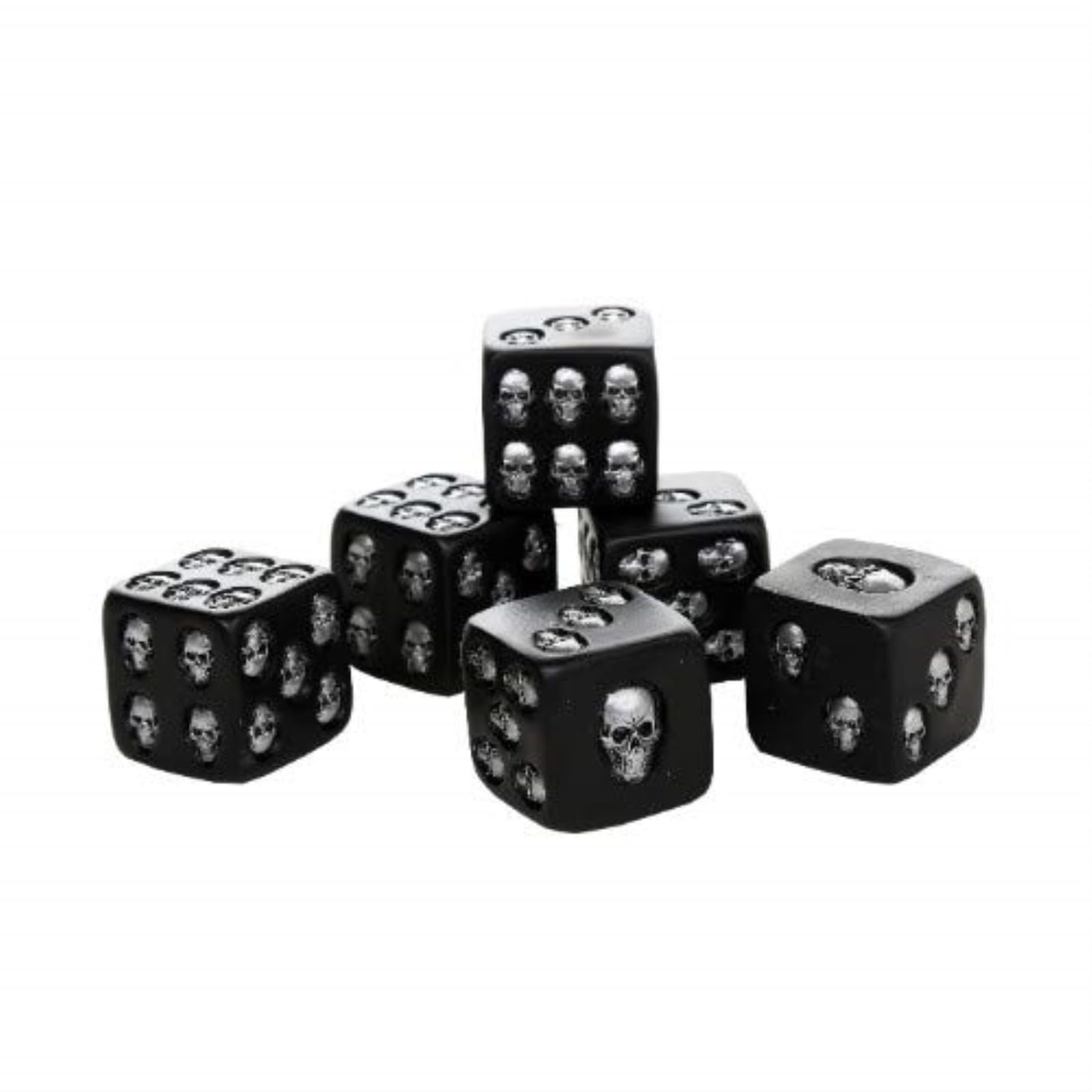 Pacific Giftware Decorative Black Skull Dice Set - 6 Gothic 1.5 Inch Death-Themed Game Pieces for Tabletop RPG, Halloween Decor & Dark Aesthetic Collectibles