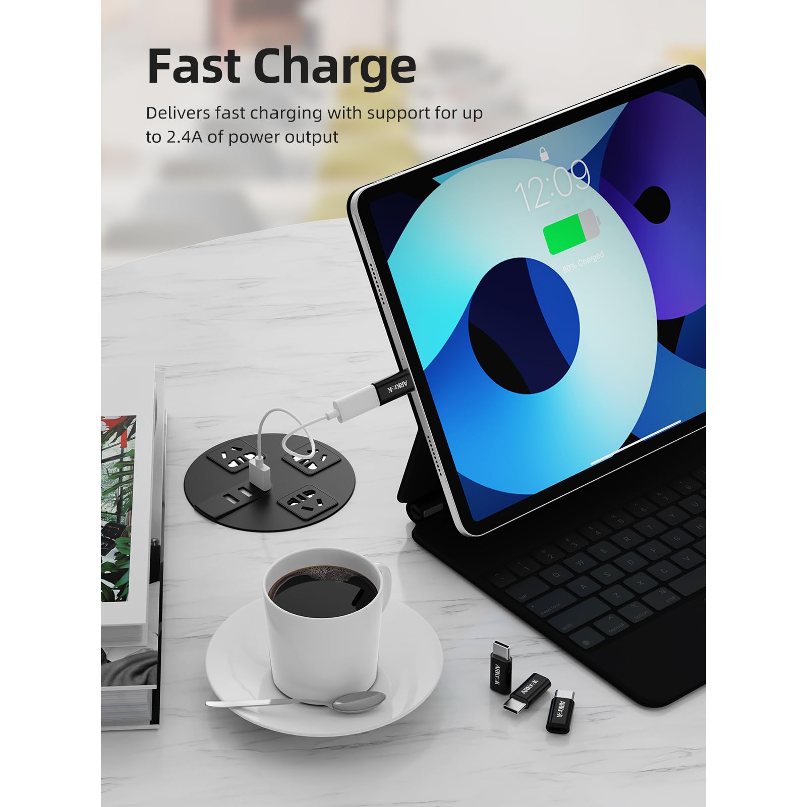 ARKTEK 6 Pack USB-C to Micro USB Adapter, Fast Charging & Data Transfer, Compatible with iPhone 16/15/15 Pro, AirPods 4 Plus, Galaxy S24/Note 20, Pixel 9 - Universal Type C Converter for Travel, Office & Home Use (Black)