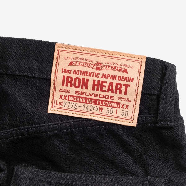 Iron Heart IH 777S 142bb 14oz Selvedge Denim Slim Tapered Cut Jeans - Black/Black | Premium Raw Denim for Men | Perfect for Casual Wear, Motorcycle Riding & Urban Fashion