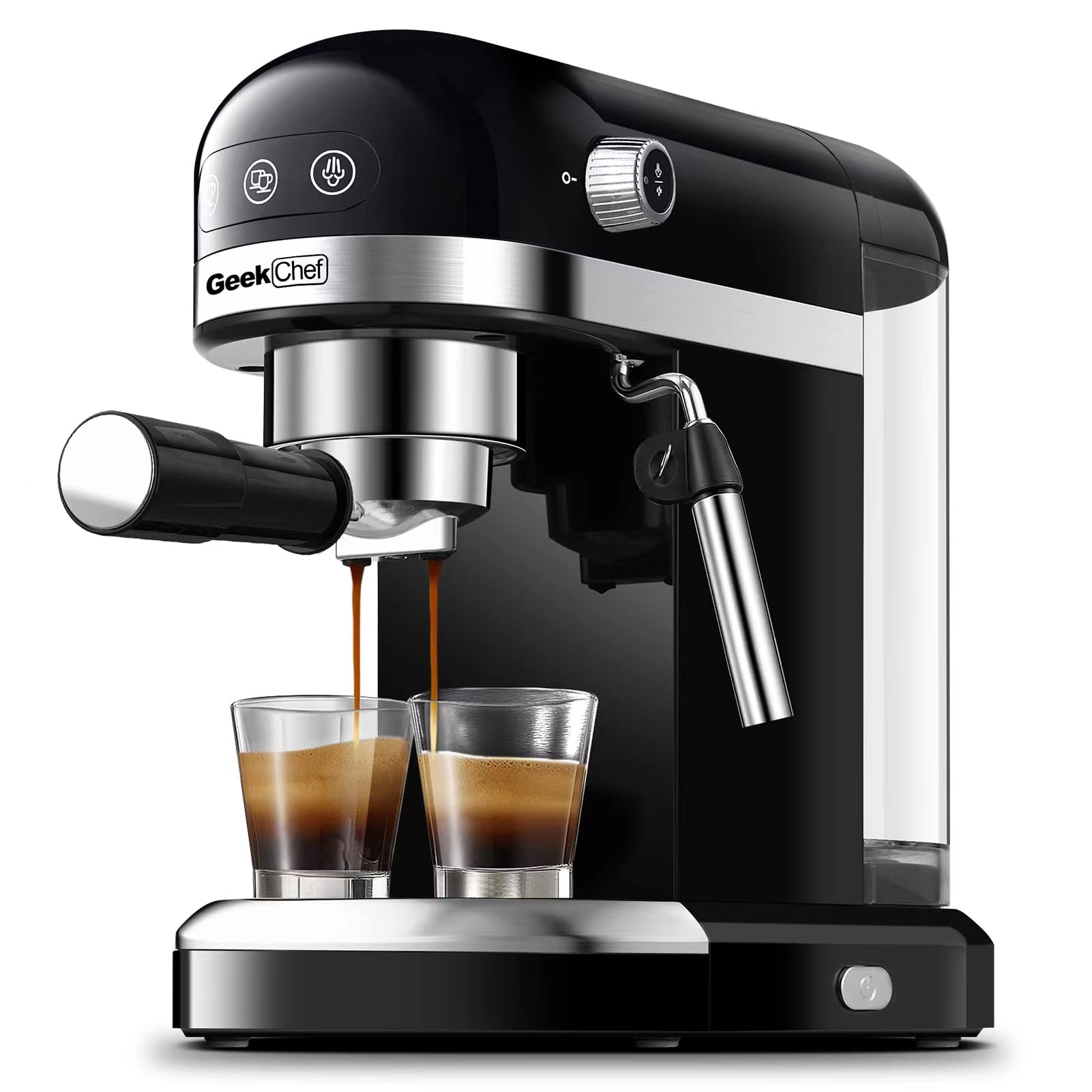Geek Chef 20 Bar Espresso Machine with Milk Frother Steam Wand - Professional Coffee Maker for Espresso, Cappuccino & Latte Macchiato - Perfect for Home, Office & Coffee Shops