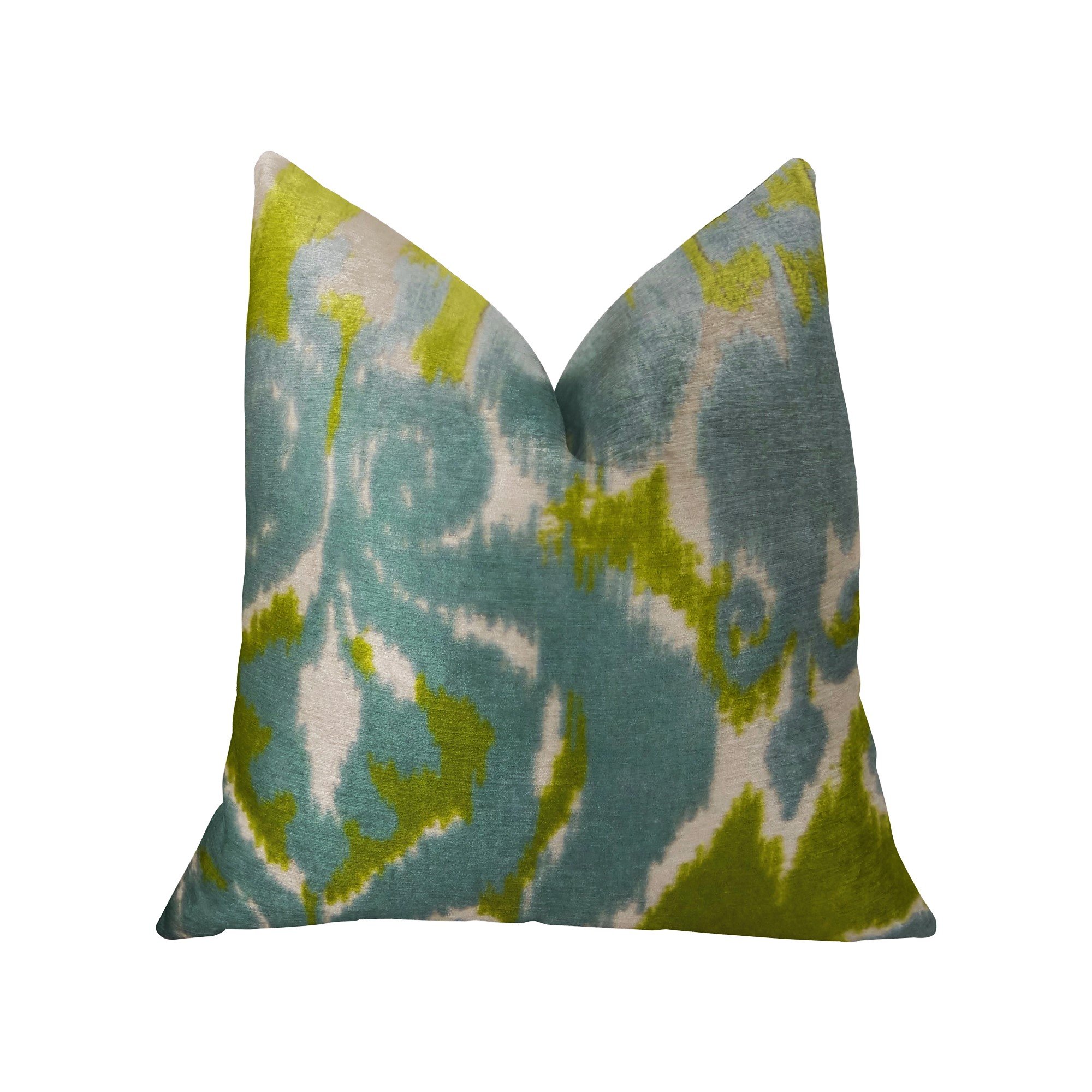 Plutus Velvet Pine Cliff Blue Citrine & Cream Handmade Luxury Pillow - 20