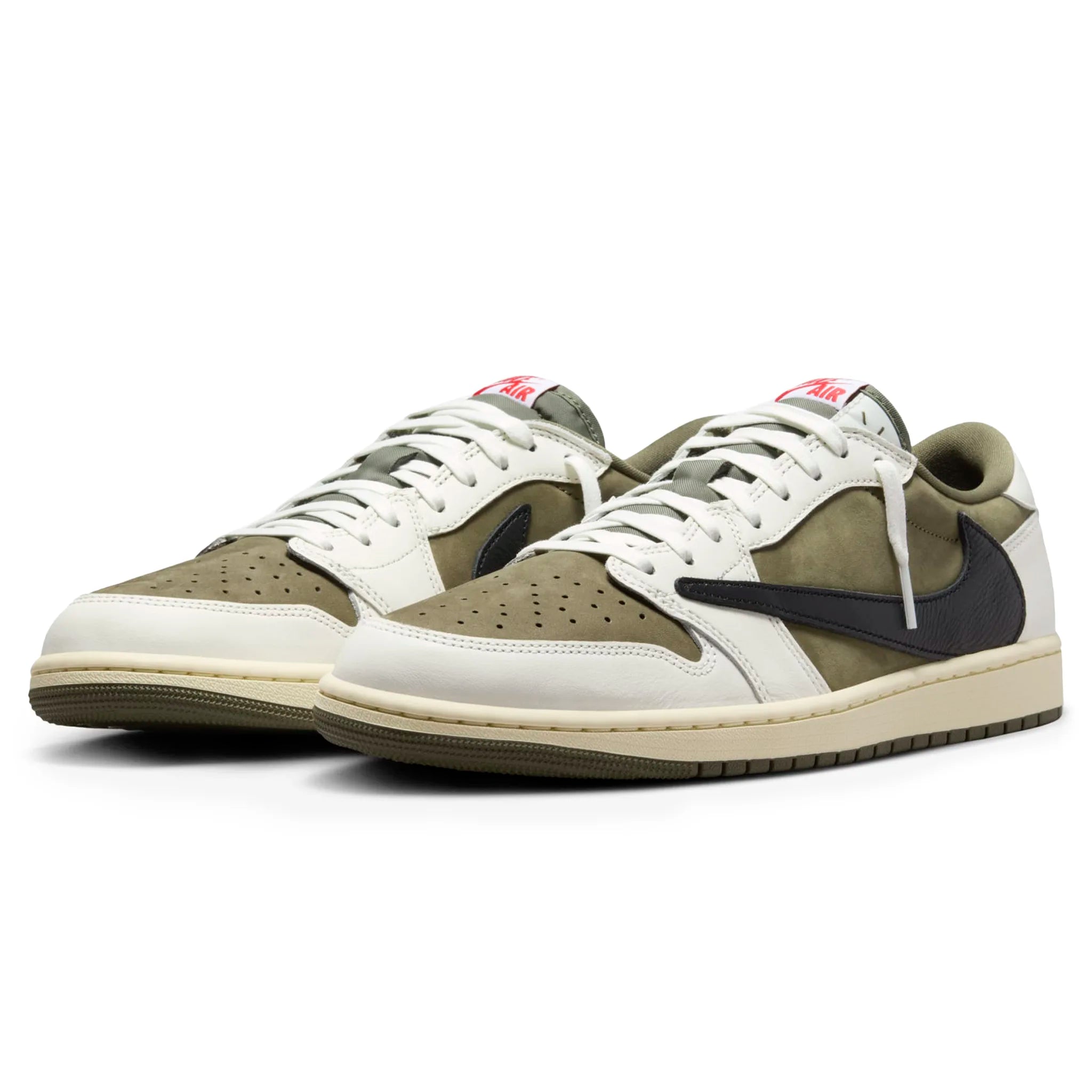 Travis Scott x Air Jordan 1 Low OG Medium Olive Sneakers - Men's Retro Basketball Shoes for Streetwear & Casual Outfits