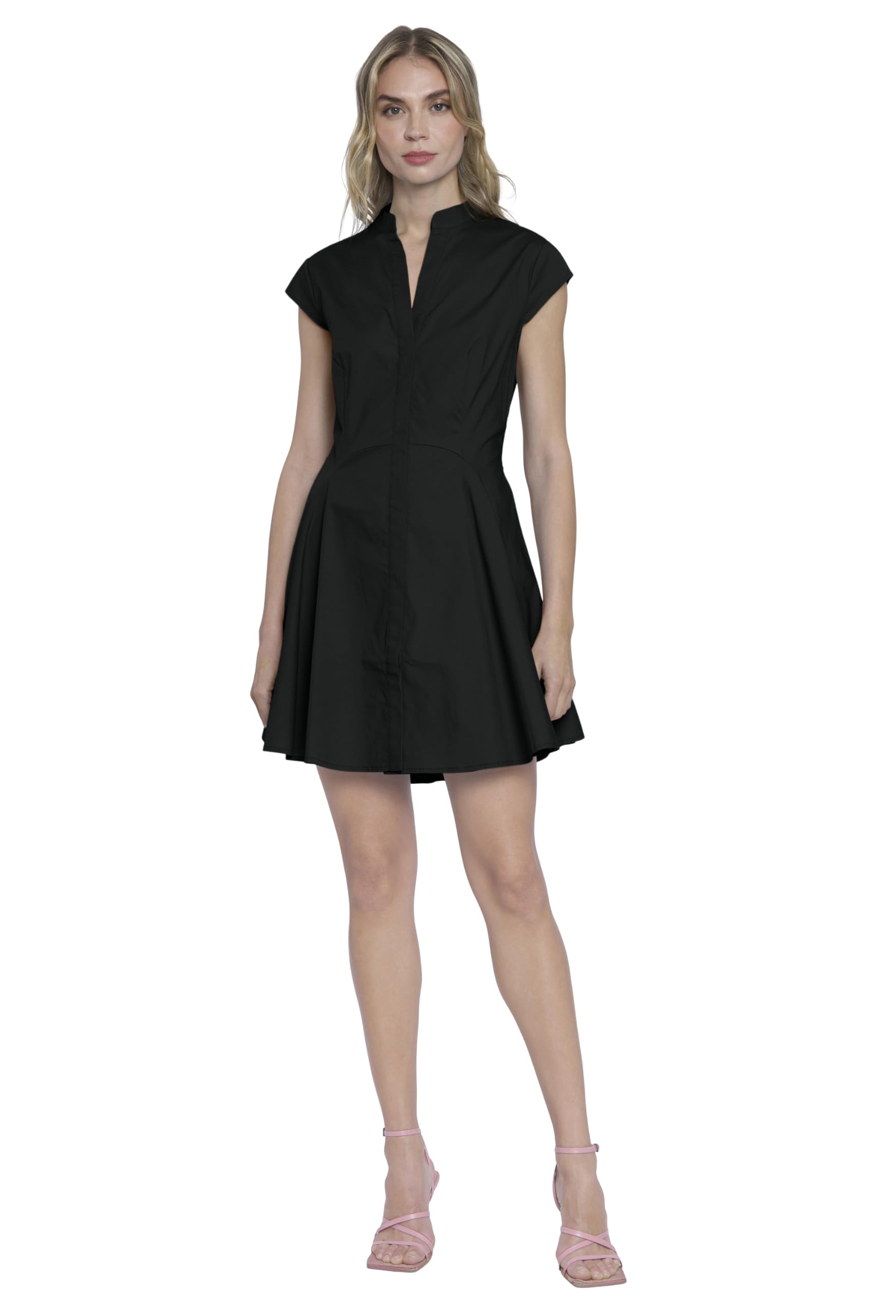Donna Morgan Women's High Neck Fit & Flare Shirtdress - Elegant Summer Dress for Casual Wear, Office & Special Occasions