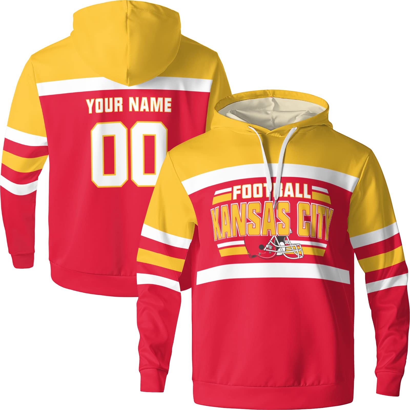Custom Football Style Hoodie Sweatshirt - Personalized Name & Number Pullover for Men, Boys & Teens | Perfect for Game Day, Gifts & Casual Wear
