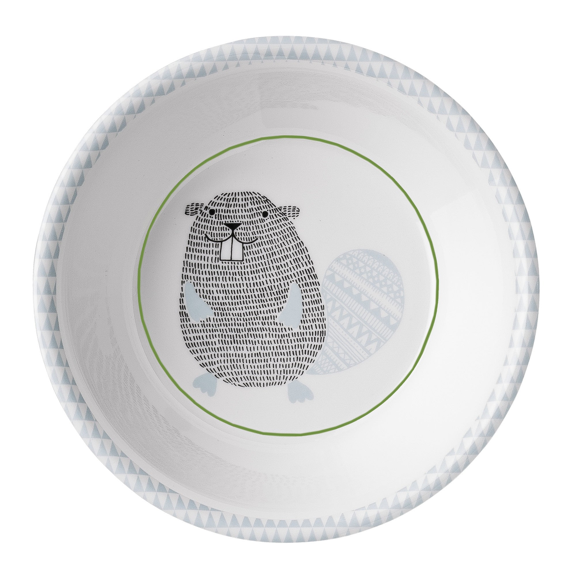 Bloomingville Noah Beaver White and Blue Melamine Plate - Durable & Stylish Dinnerware for Outdoor Picnics, Camping & Everyday Use