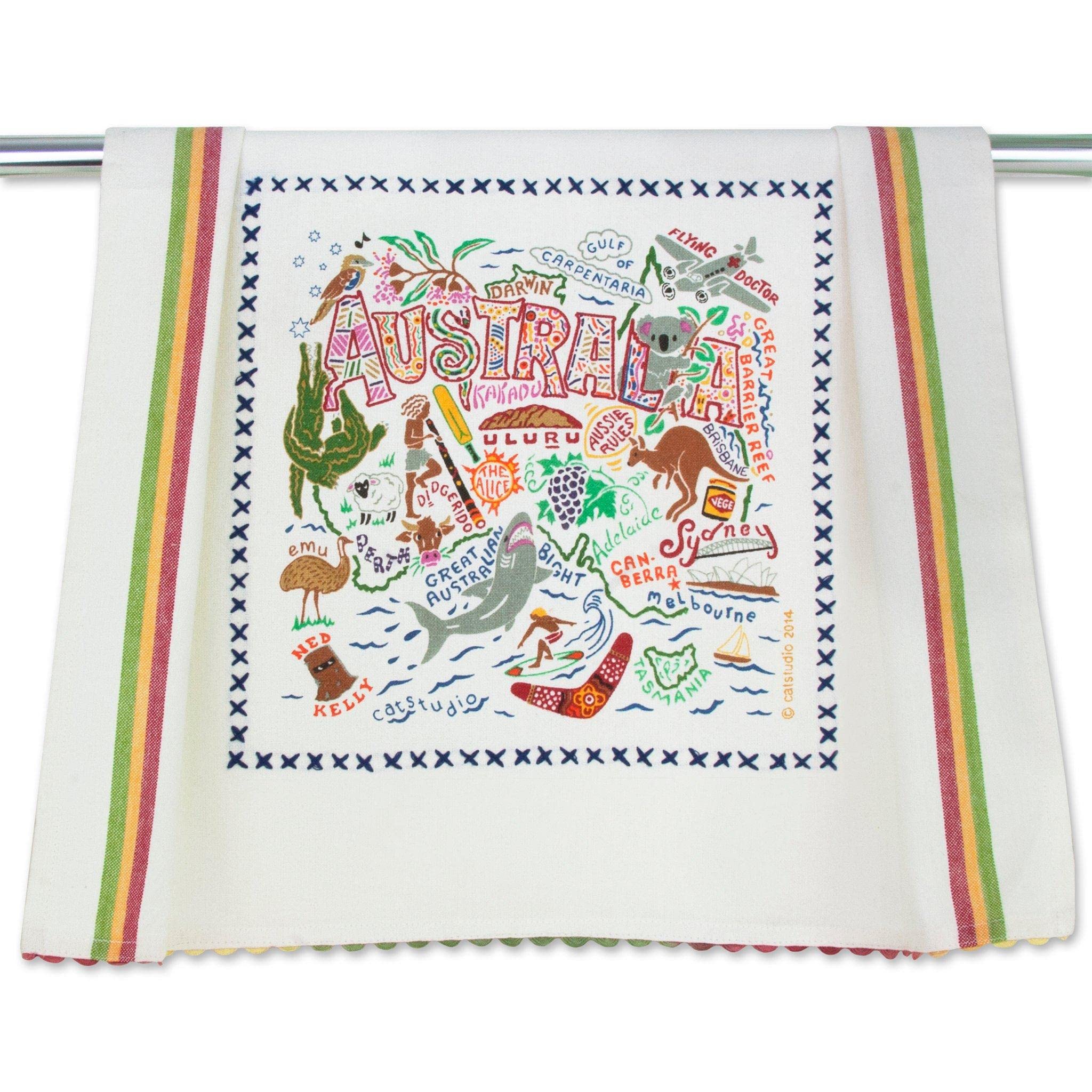 Catstudio Australia Dish & Hand Towel Set - Absorbent Cotton Kitchen & Bath Towels for Drying Dishes, Hands & Cleaning - Perfect for Kitchen, Bar, Bathroom & Home Decor