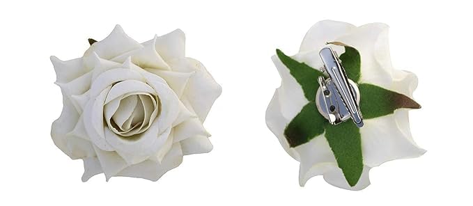Elegant White Rose Hair Clips for Women - Set of 2 | Perfect for Weddings, Parties & Everyday Hair Accessories