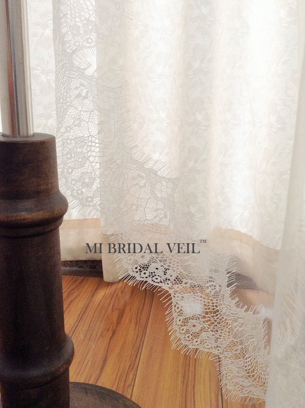 Elegant Cathedral Lace Wedding Veil with Blusher - Handmade Eyelash Lace Bridal Veil for Bride | Perfect for Church Ceremony, Outdoor Wedding & Formal Photoshoots