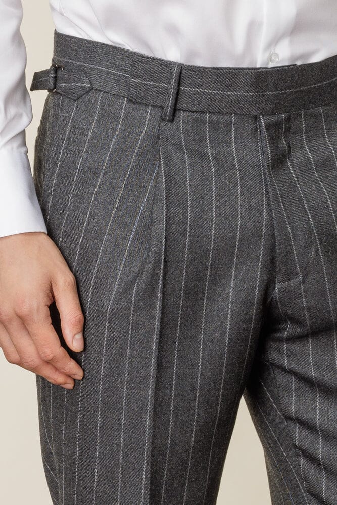 Greyson 11 Suit for Men - Dark Grey Chalk Stripe Wool Business Suit | Professional Office Wear & Formal Occasions