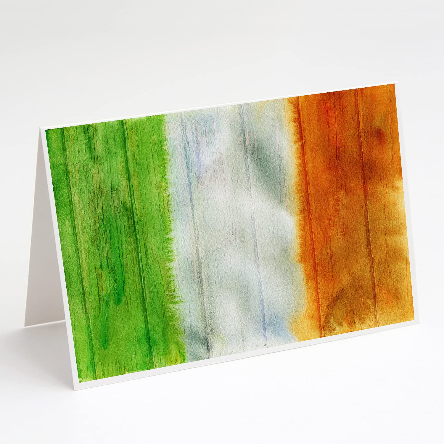 Irish Flag on Wood Greeting Cards - Pack of 8 Blank A7 Note Cards with Envelopes (5x7 Inch) | Whimsical Irish-Themed Stationery for St. Patrick's Day, Irish Weddings & Holiday Greetings