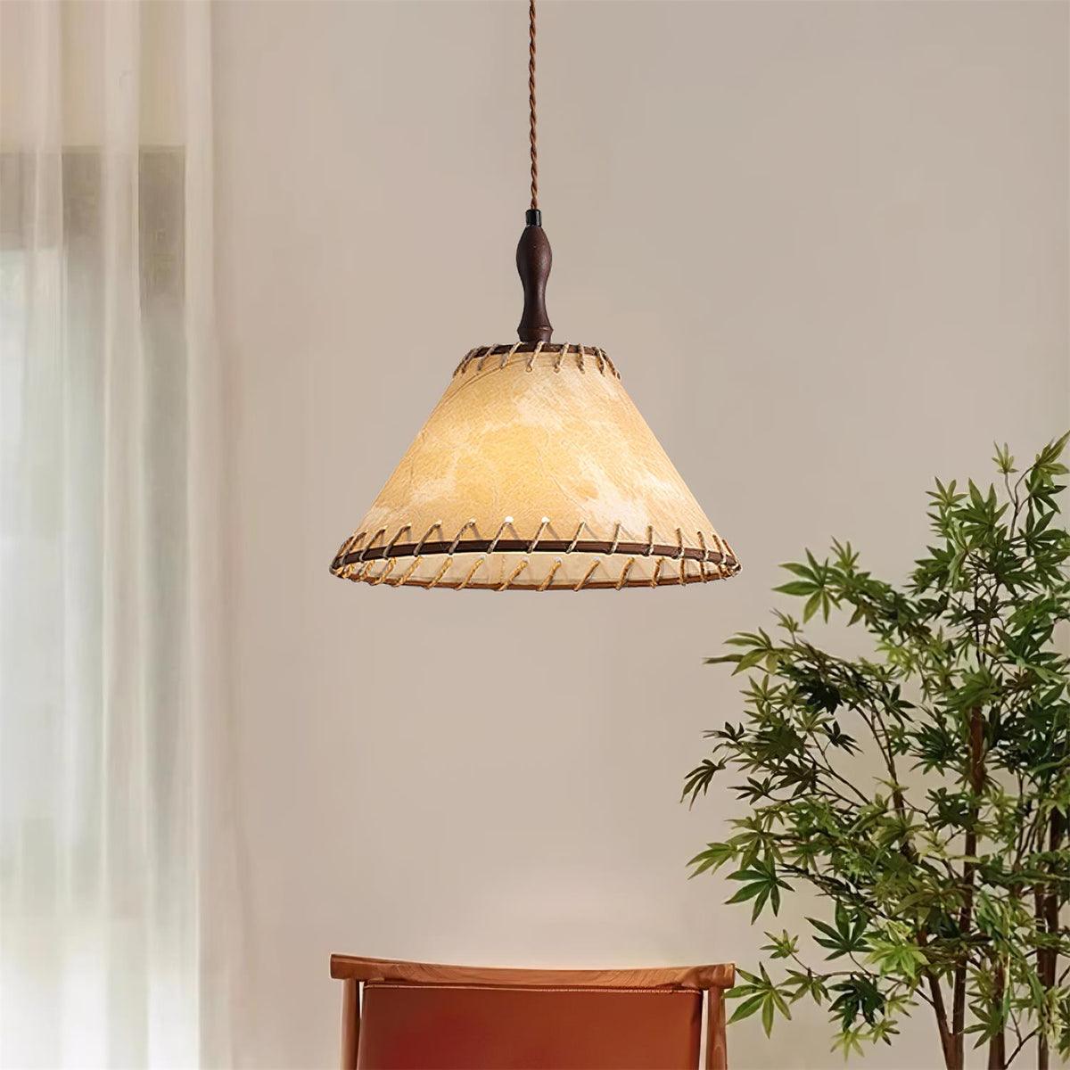 Modern Fabric Pendant Lamp - Handwoven Rattan Hanging Light for Dining Room, Bedroom, Living Room & Kitchen | Boho Chic Ceiling Fixture with Warm Ambient Lighting