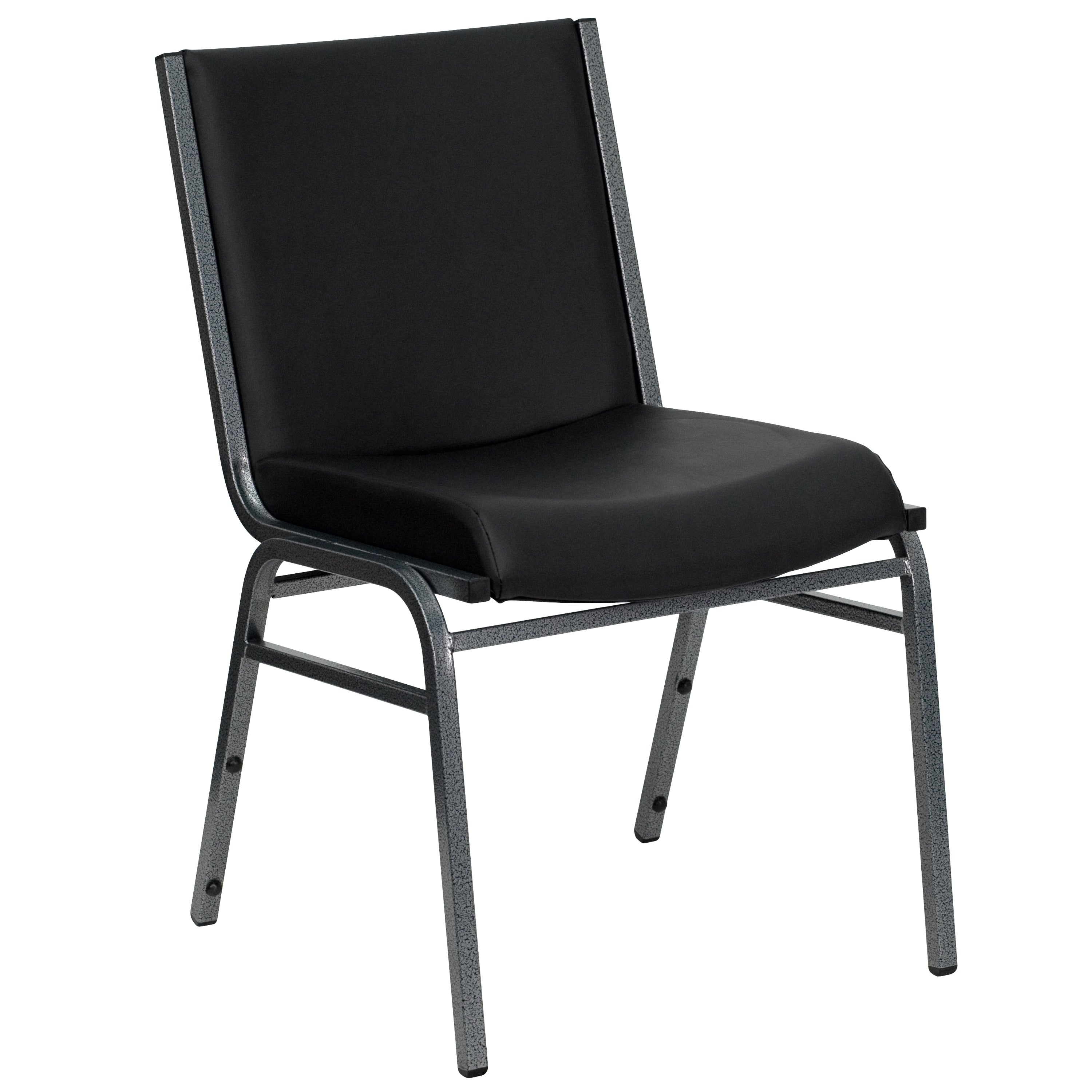 FLASH HERCULES Heavy Duty Black Vinyl Stack Chair - Commercial Grade Restaurant & Event Seating for Indoor/Outdoor Use